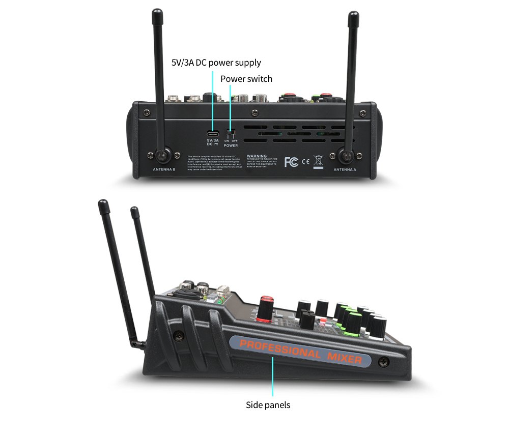 R4-PRO S rear and side power connection views