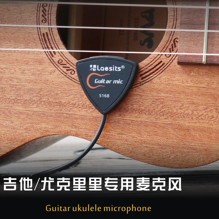 S168 guitar and ukulele sound-hole microphone installed on acoustic guitar
