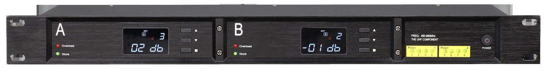 UA80 16-channel antenna distribution main unit front panel