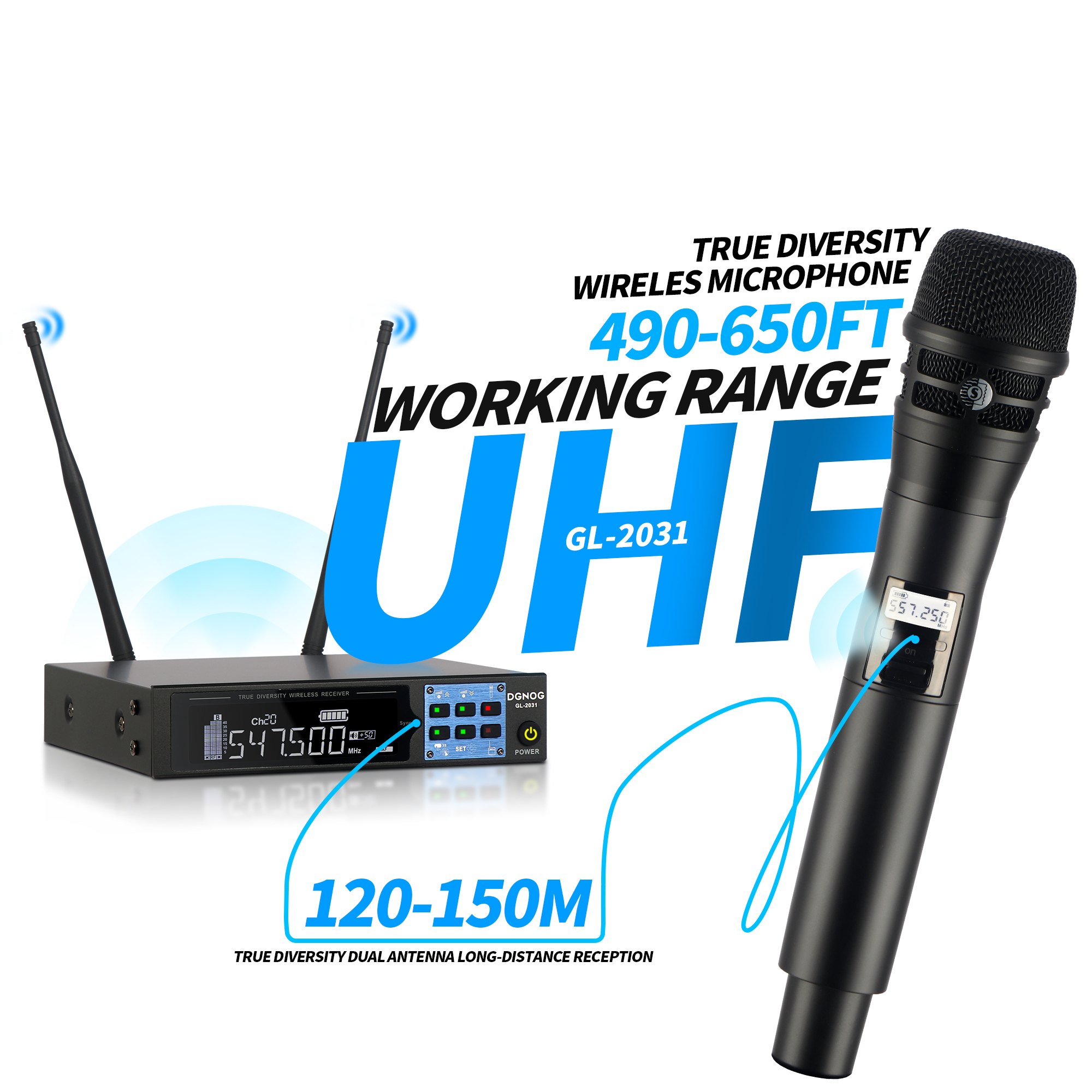 ELEGAUDIO GL-2031 single-channel true-diversity uhf wireless microphone system