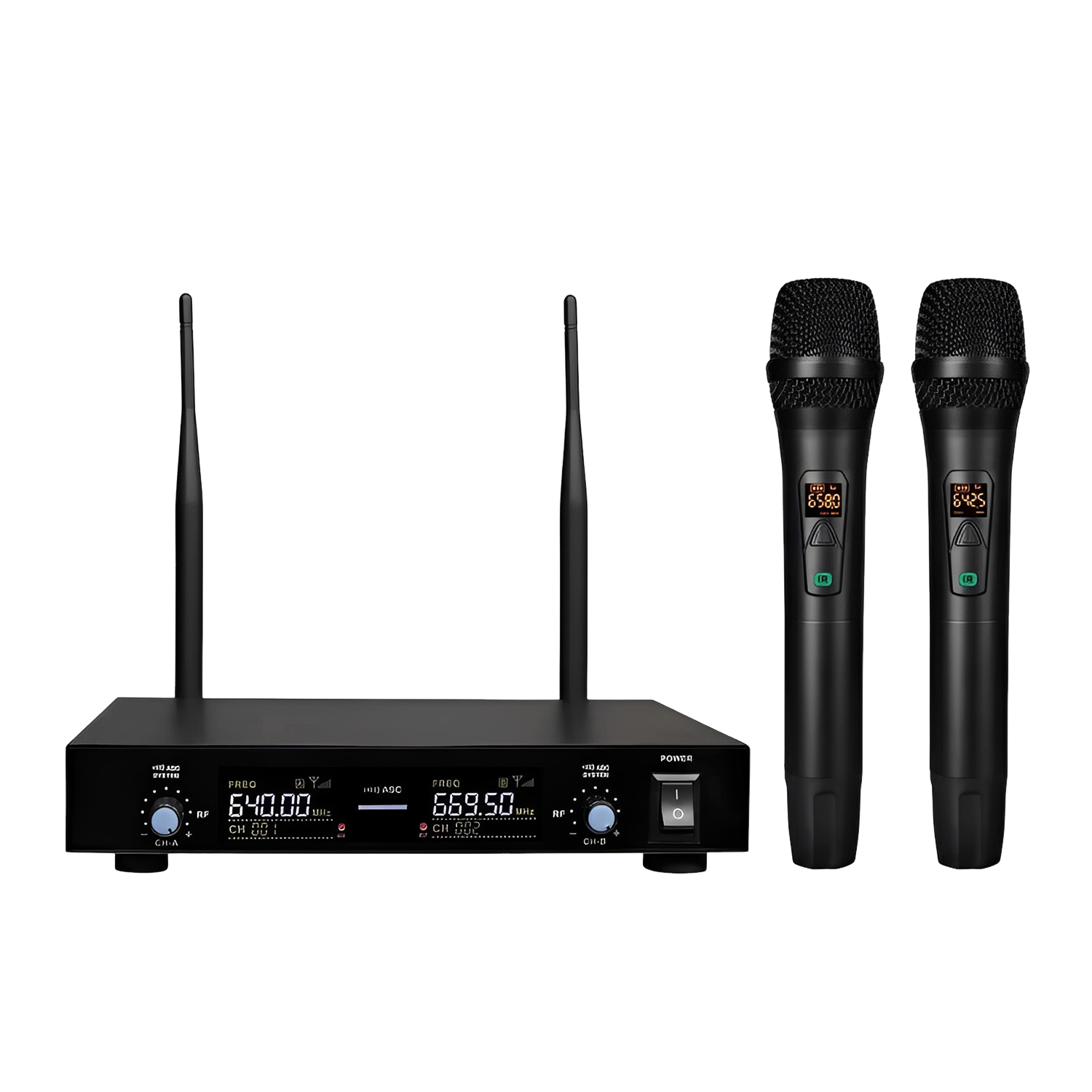 KL-230 Dual Handheld Adjustable Frequency UHF Wireless Microphone