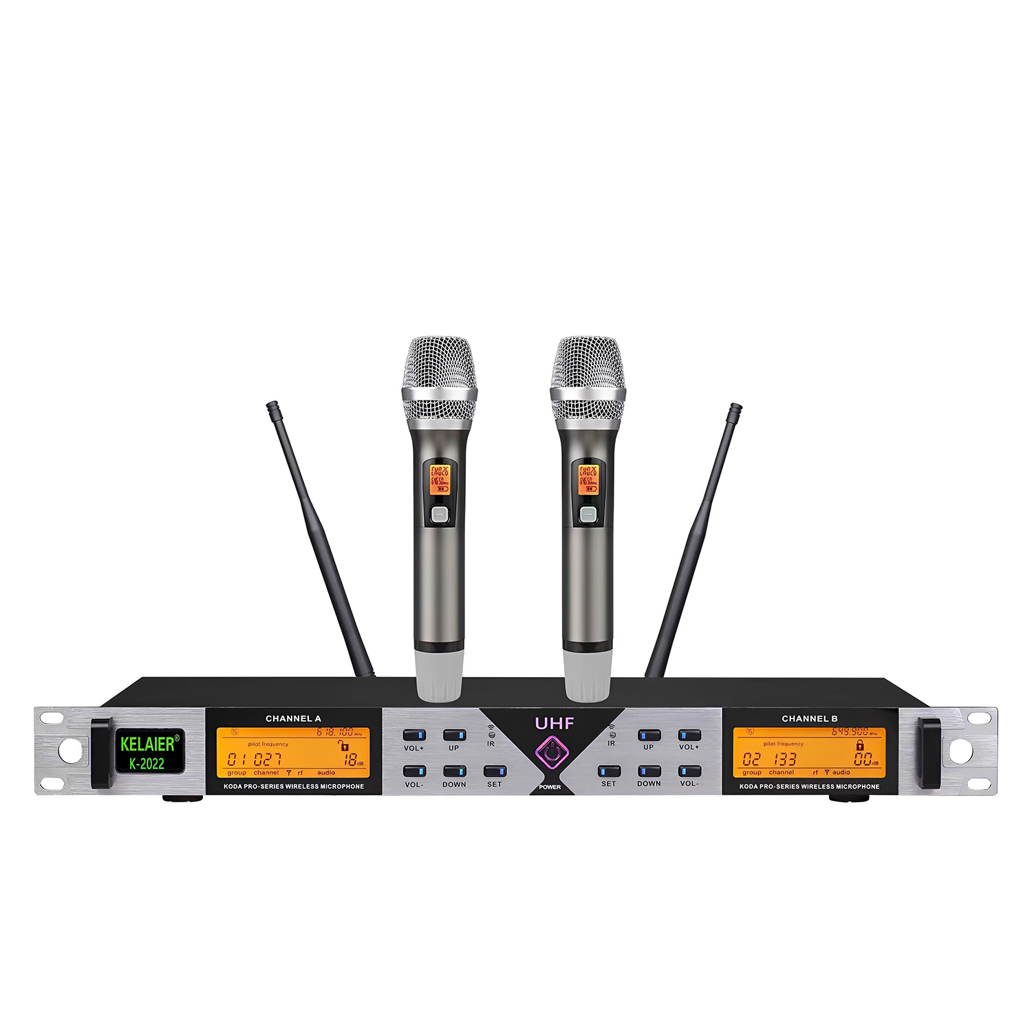 ELEGAUDIO K-2022 dual-channel true-diversity uhf wireless microphone system