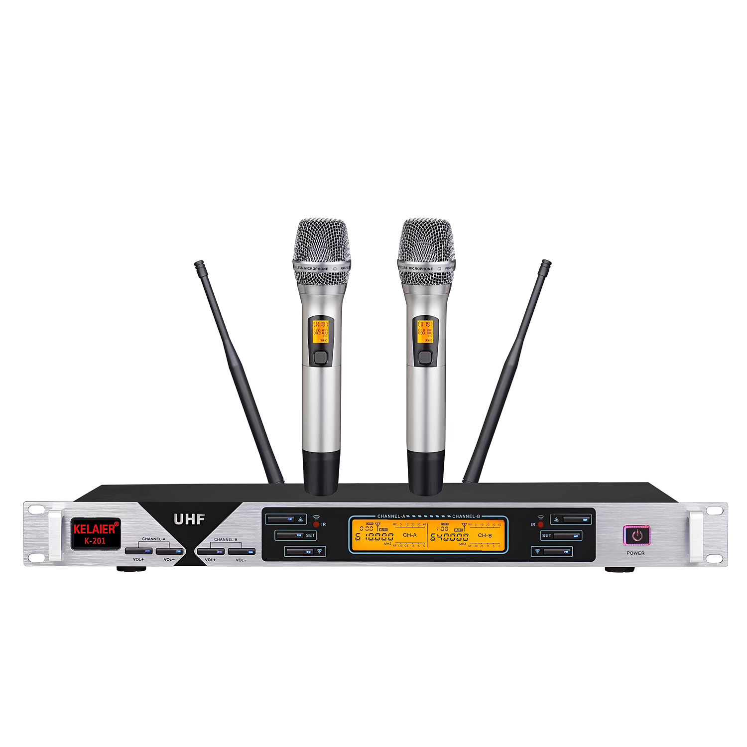 ELEGAUDIO K-201 dual-channel true-diversity uhf wireless microphone system