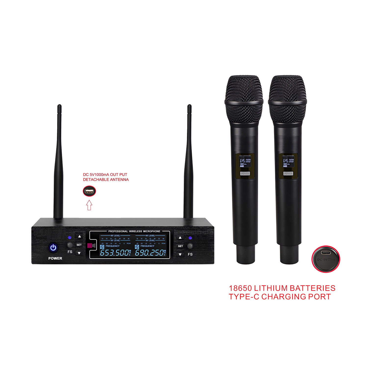 ELEGAUDIO K-280FS dual-channel dsp uhf wireless microphone system