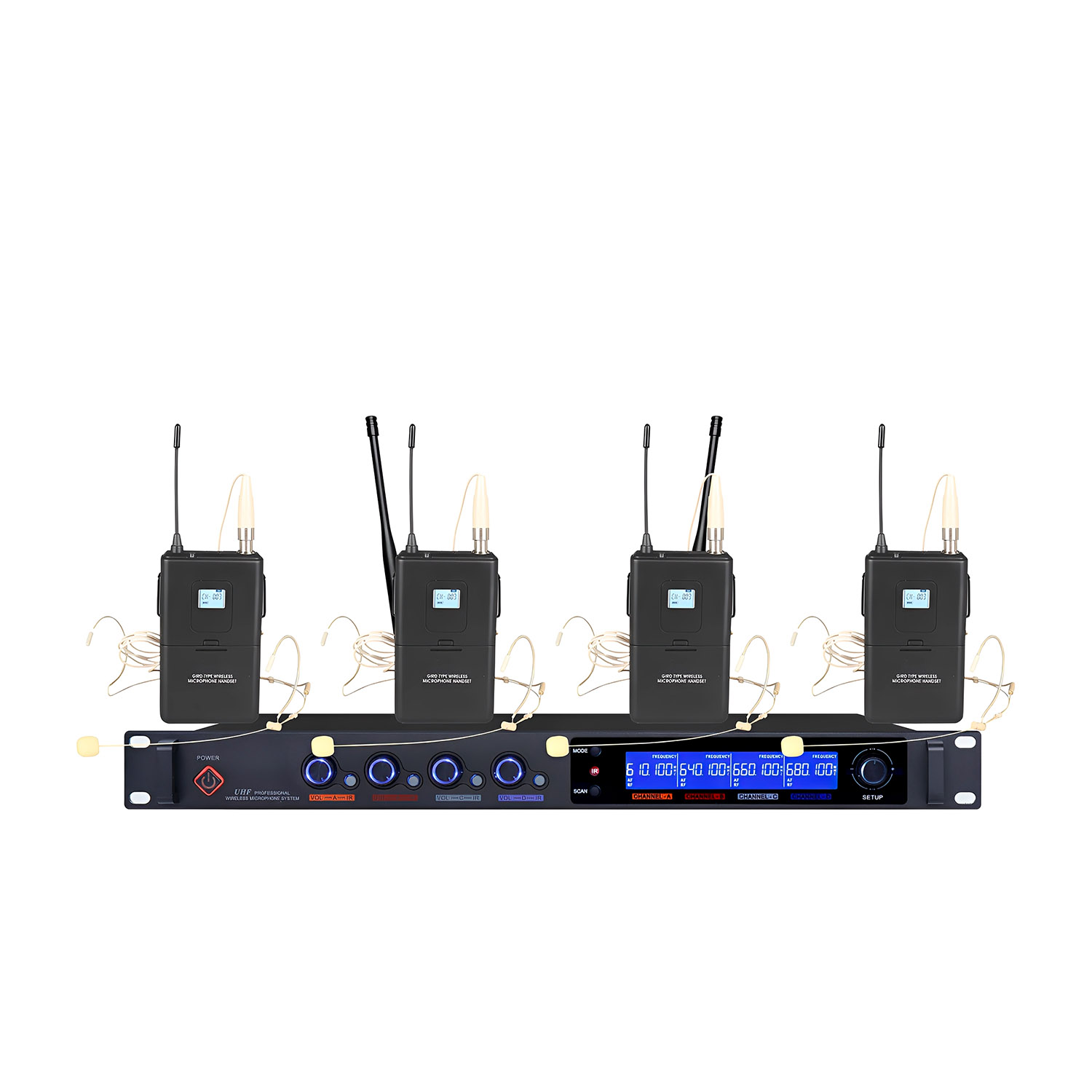 ELEGAUDIO K-8740 4-channel customizable uhf wireless system