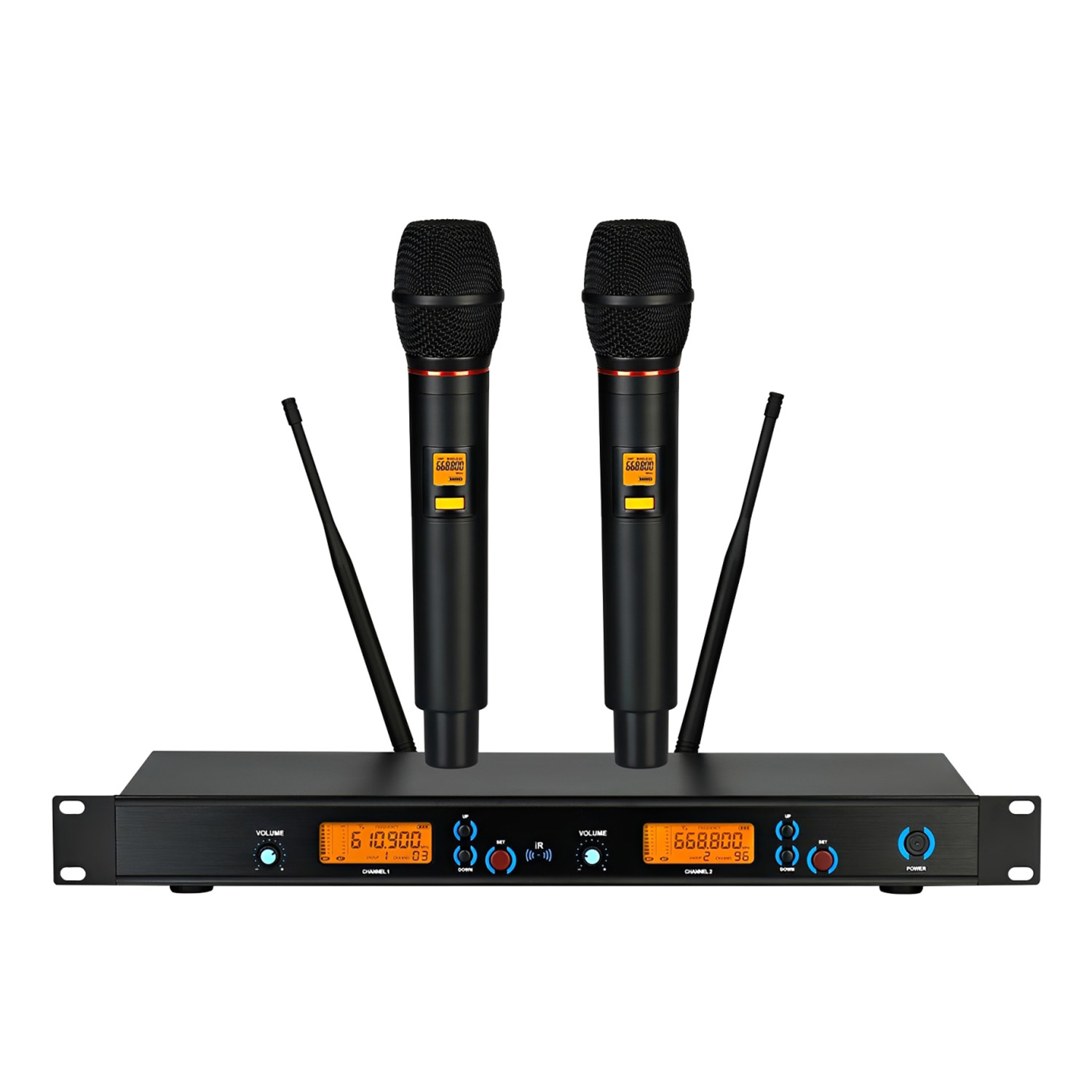 ELEGAUDIO HT-500 dual-channel scanning uhf wireless microphone system