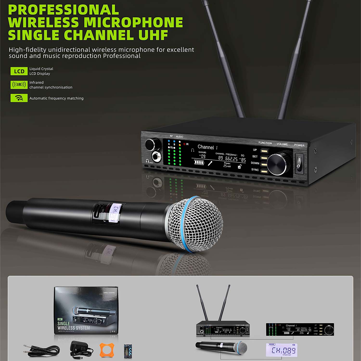 ELEGAUDIO AD4G true-diversity uhf wireless microphone system