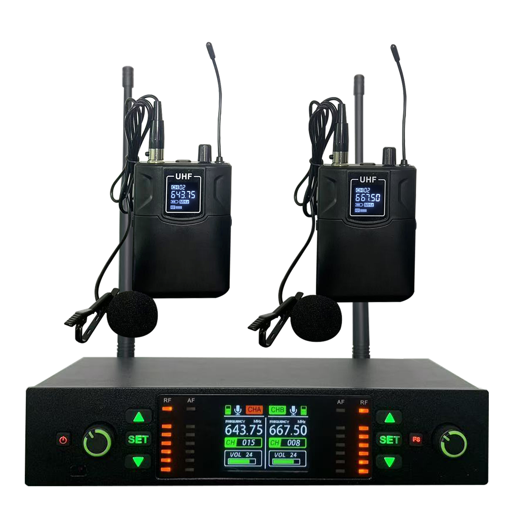 ELEGAUDIO DL-280FS + HL-01 dual-channel instructor earhook uhf system
