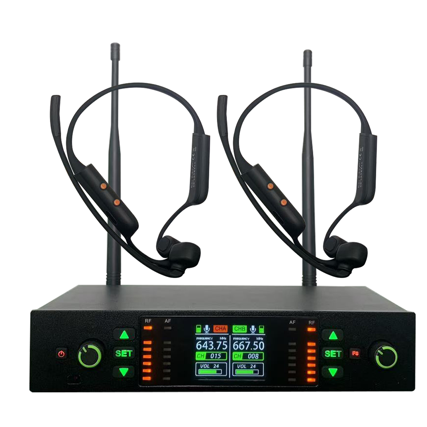 ELEGAUDIO DL-280FS + HL-01 dual-channel instructor earhook uhf system