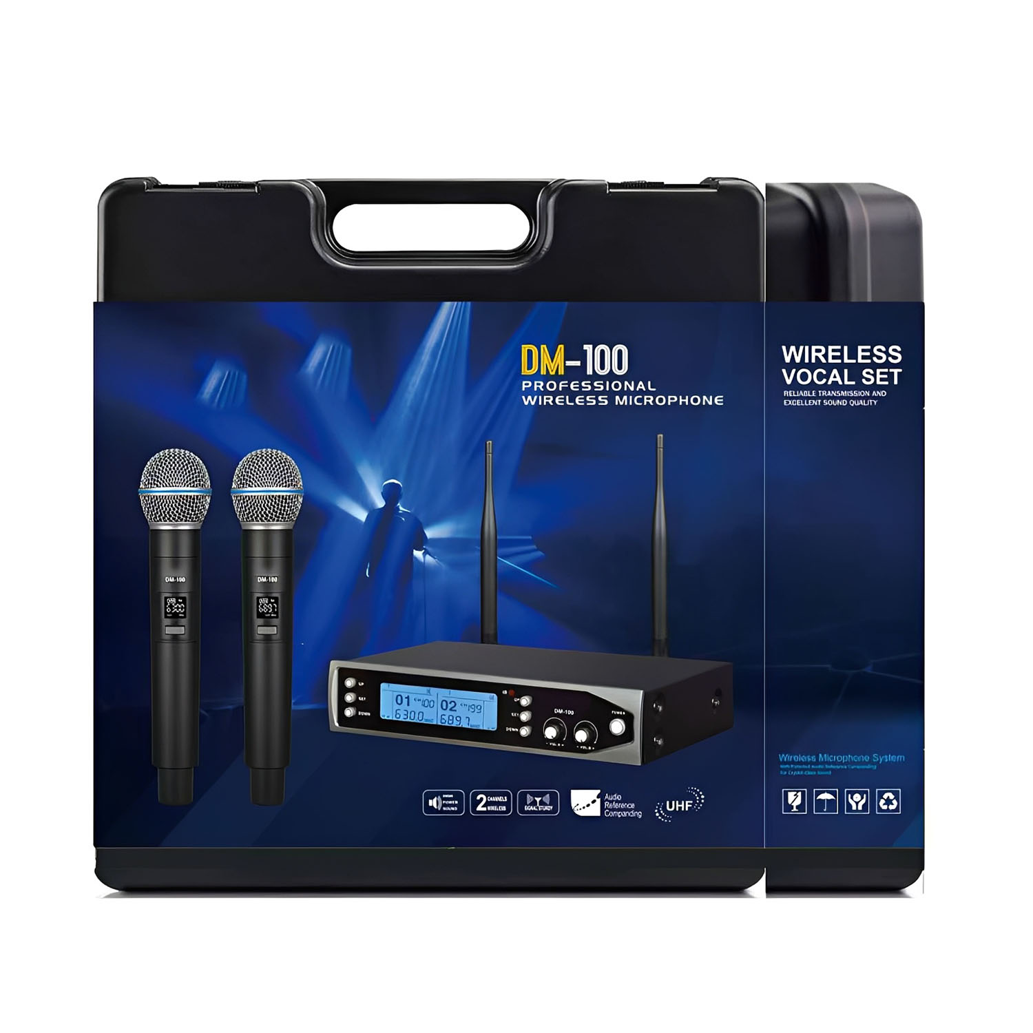 ELEGAUDIO DM-100 dual-channel professional wireless microphone system