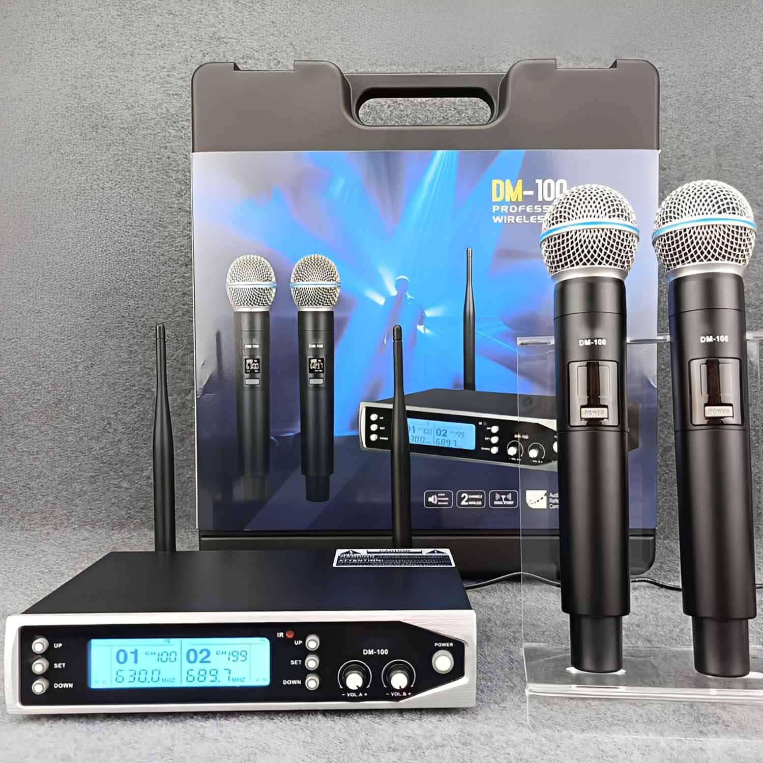 ELEGAUDIO DM-100 dual-channel professional wireless microphone system