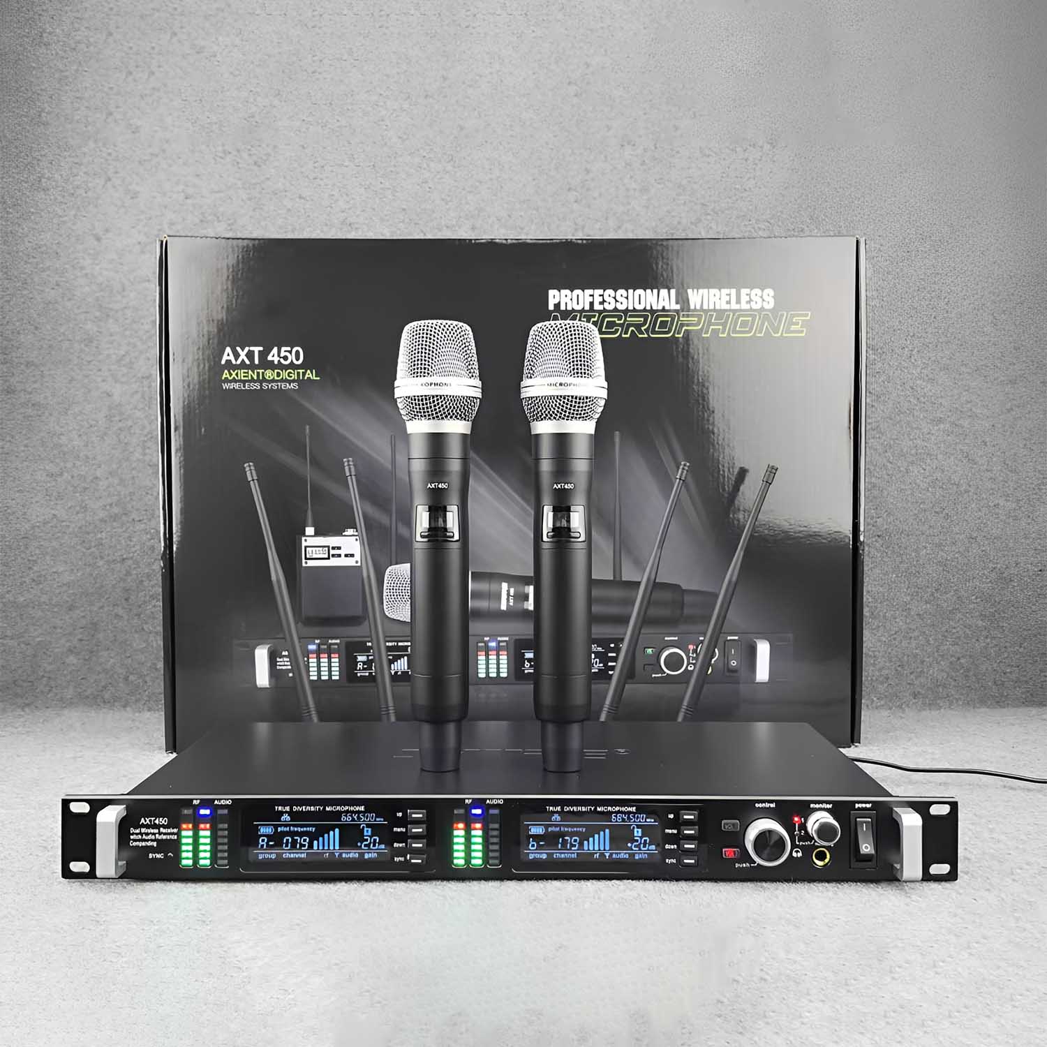 ELEGAUDIO AXT450 dual-channel professional wireless microphone system