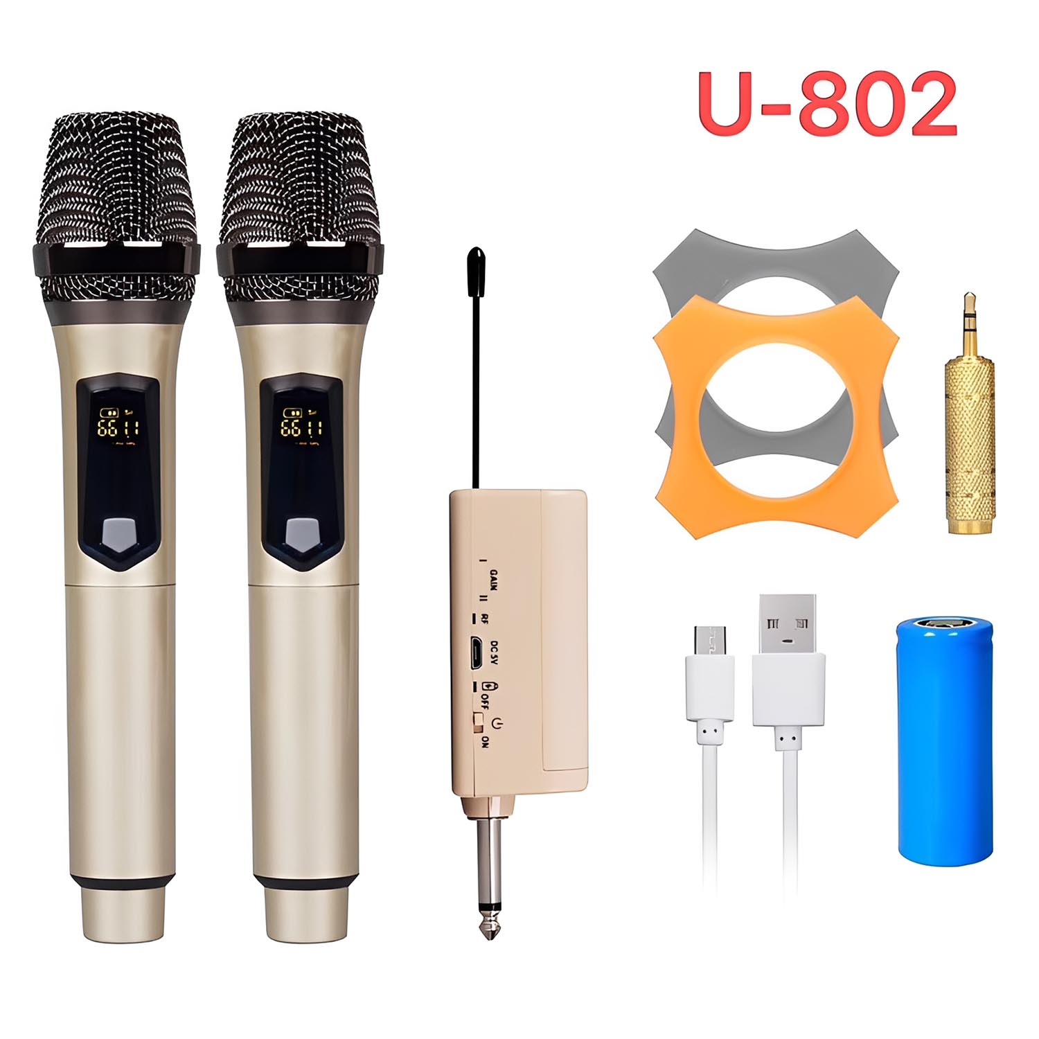 ELEGAUDIO U-802 2-channel uhf wireless microphone system