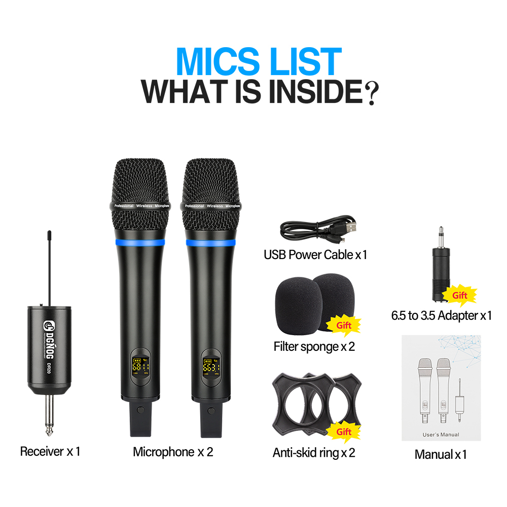 ELEGAUDIO DR20 dual-handheld wireless microphone system