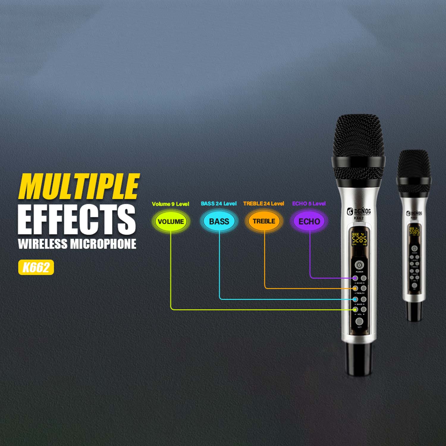 ELEGAUDIO K662 dual-handheld echo uhf system