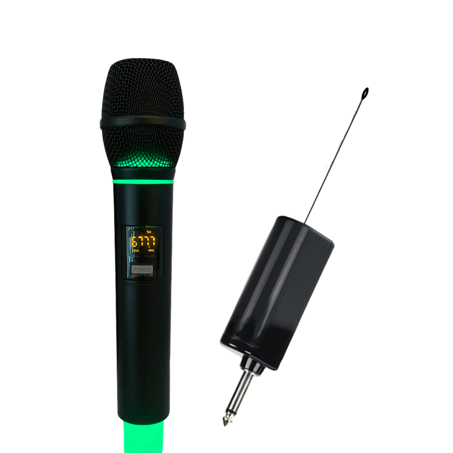 ELEGAUDIO F-8 Fluorescent Green one-receiver/one-microphone rechargeable system