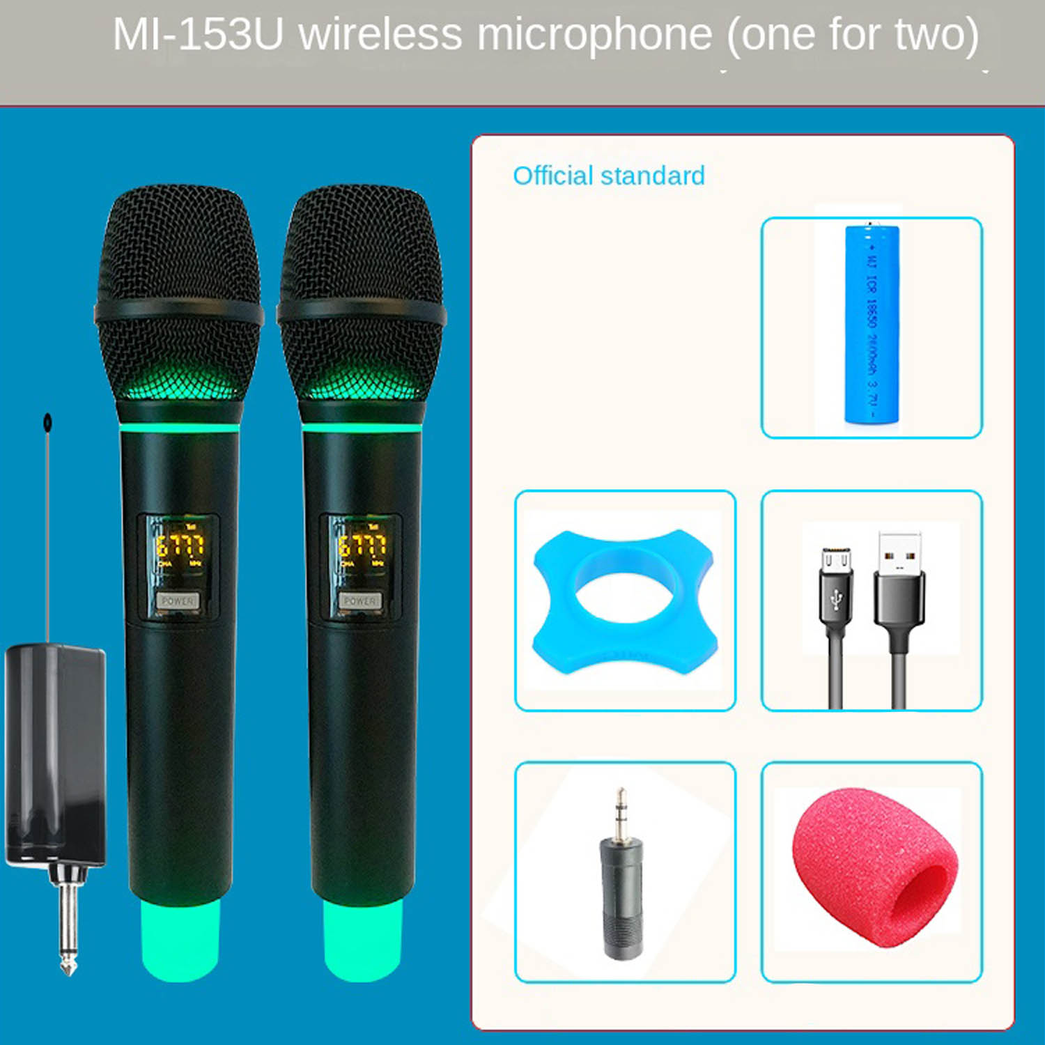ELEGAUDIO F-8 Fluorescent Green one-receiver/two-microphone rechargeable system