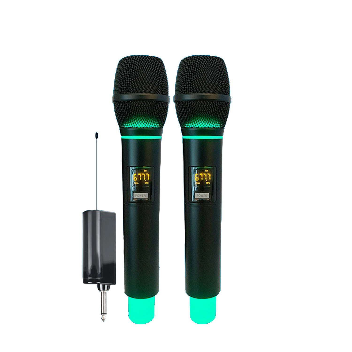 ELEGAUDIO F-8 Fluorescent Green one-receiver/two-microphone rechargeable system