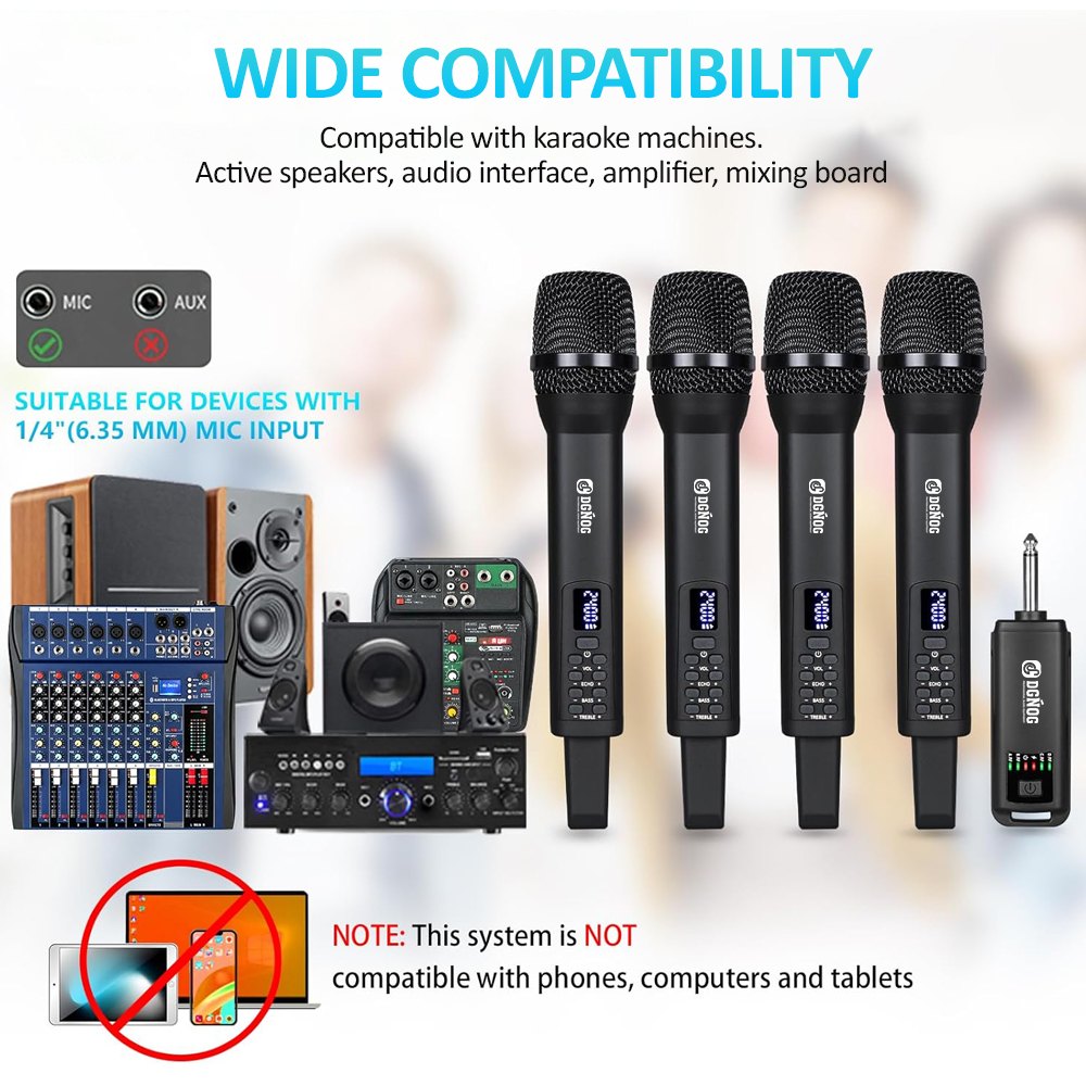 ELEGAUDIO U-204 rechargeable handheld uhf wireless microphone