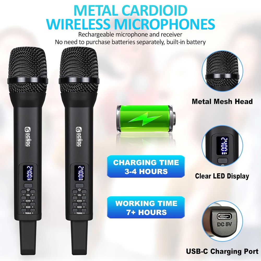 ELEGAUDIO U-204 rechargeable handheld uhf wireless microphone