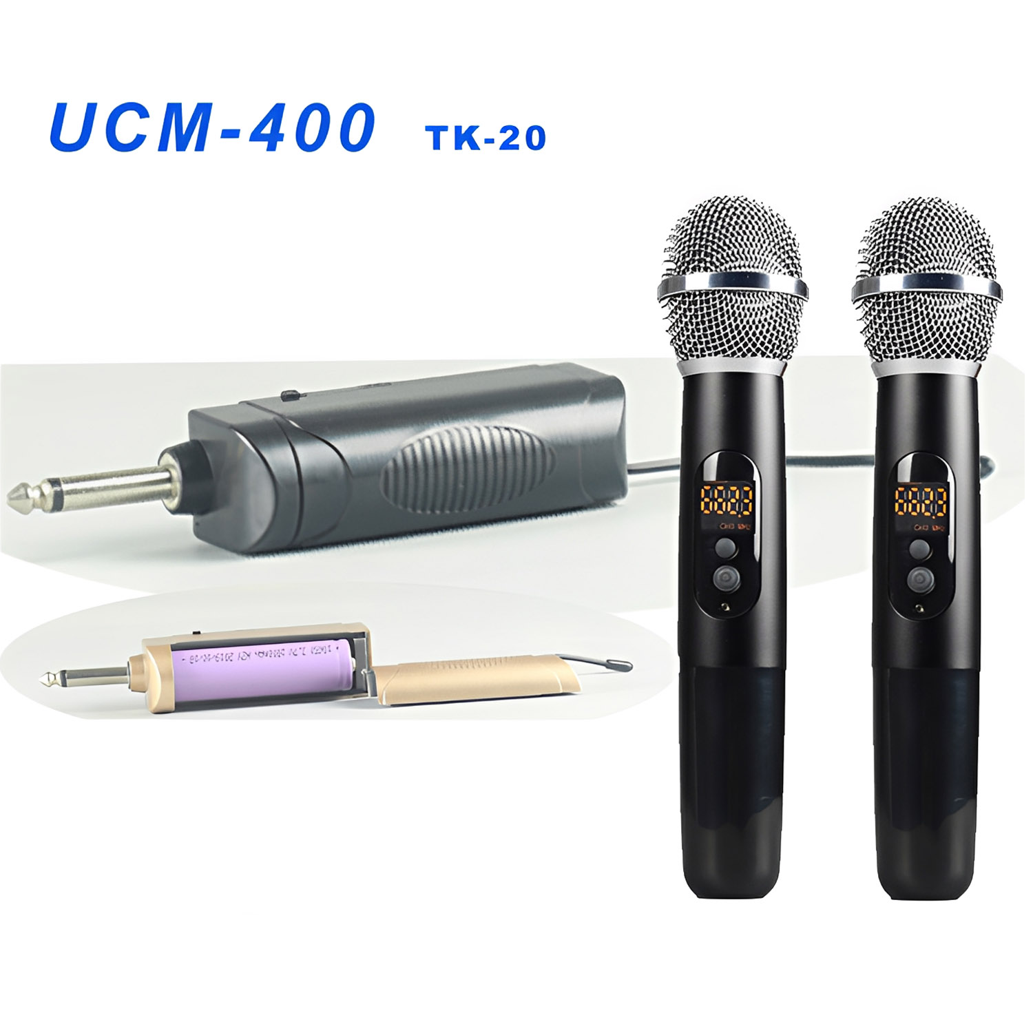ELEGAUDIO UCM-300 / UCM-400 TK-20 dual-channel UHF wireless microphone system