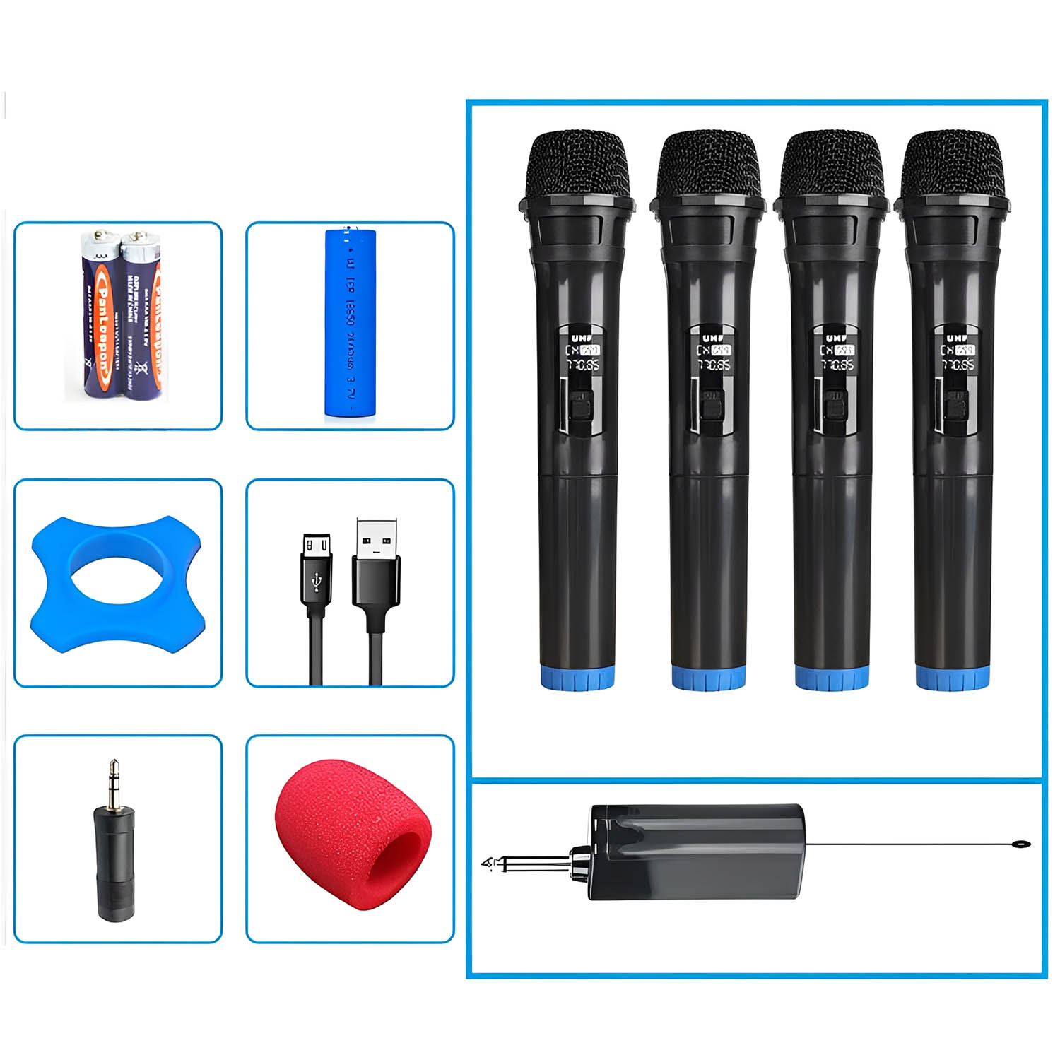ELEGAUDIO V-W4B one-to-four rechargeable wireless microphone system