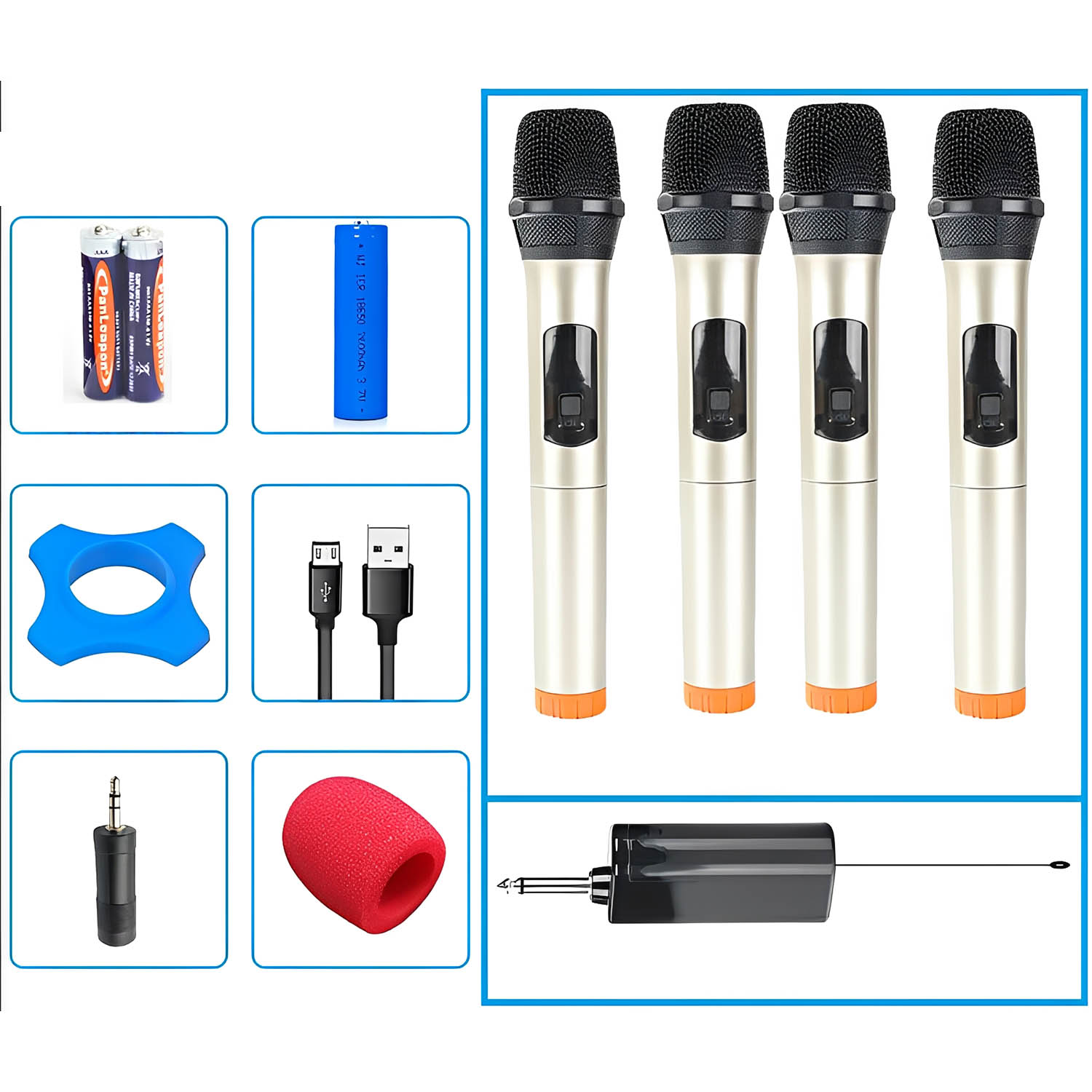 ELEGAUDIO V-W4G one-to-four rechargeable wireless microphone system