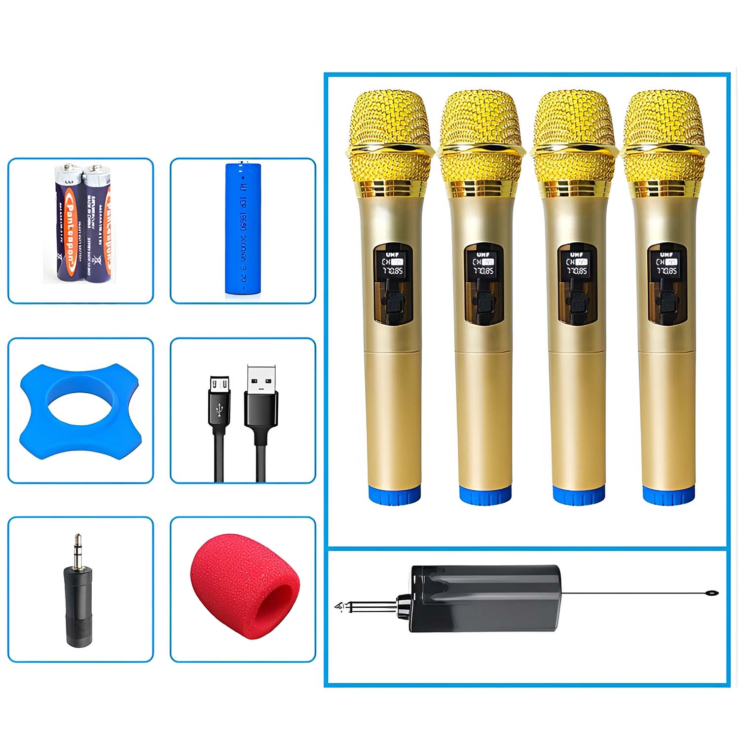 ELEGAUDIO V-W4GG one-to-four rechargeable wireless microphone system