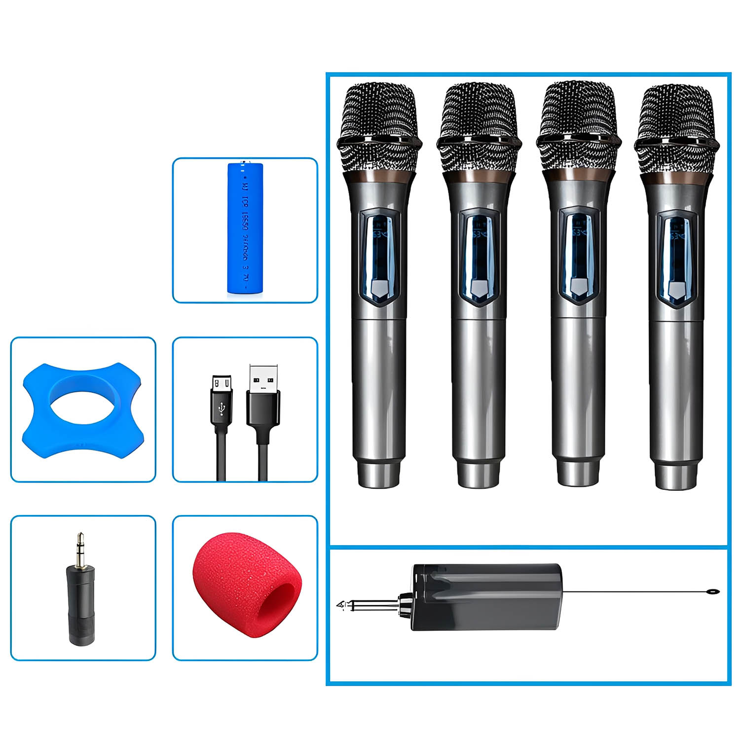 ELEGAUDIO V-108D one-to-four rechargeable wireless microphone system