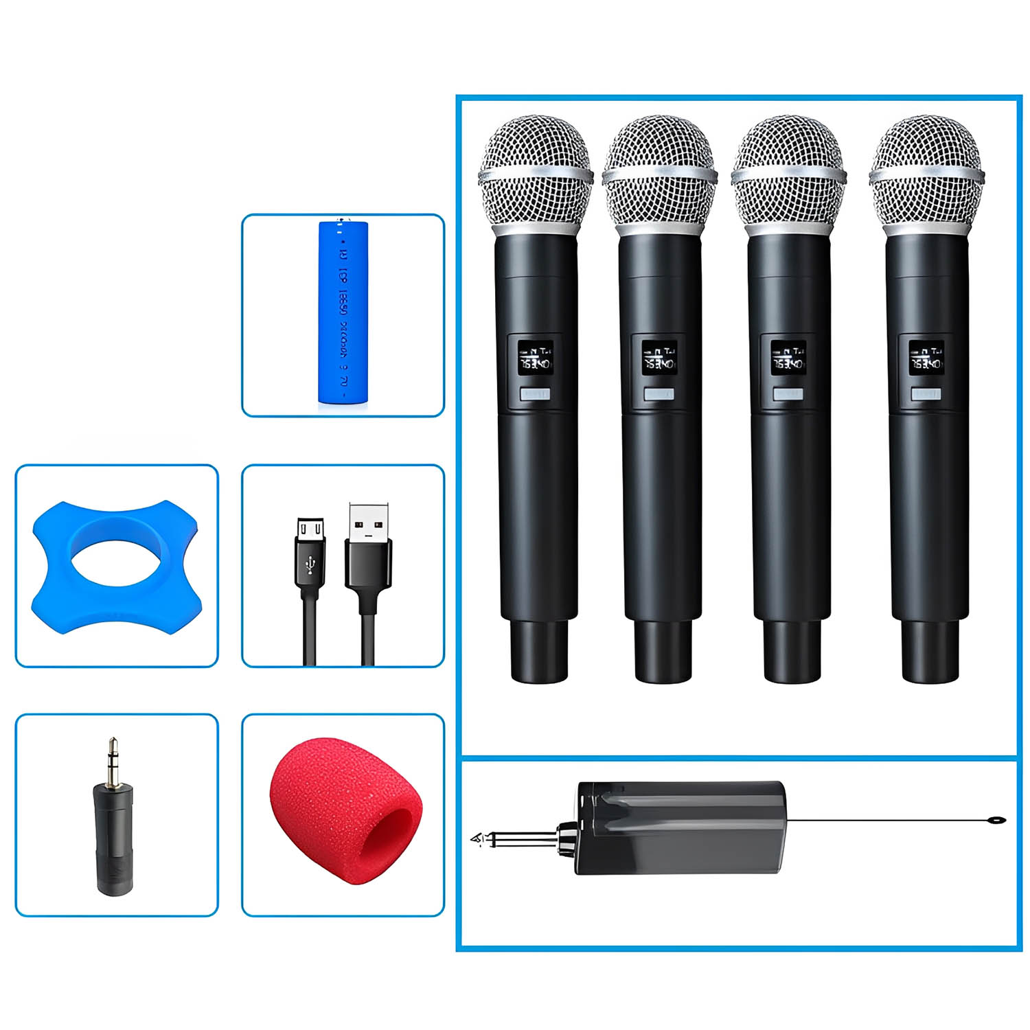 ELEGAUDIO V-58D one-to-four rechargeable wireless microphone system