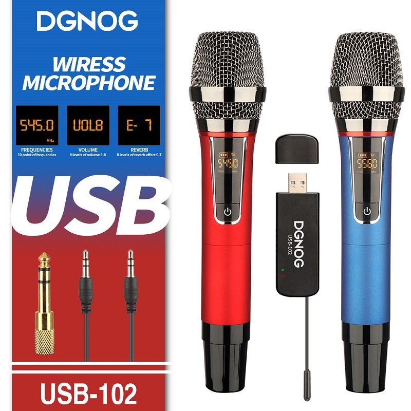 ELEGAUDIO USB-102 2-channel UHF wireless handheld microphone system