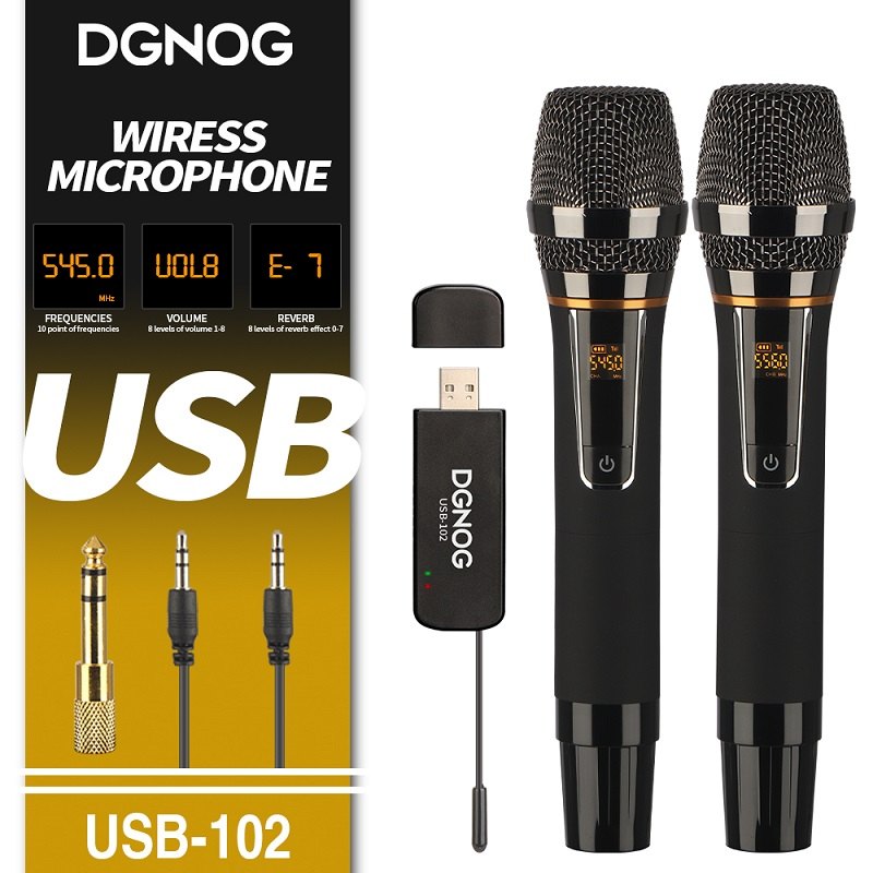 ELEGAUDIO USB-102 2-channel UHF wireless handheld microphone system