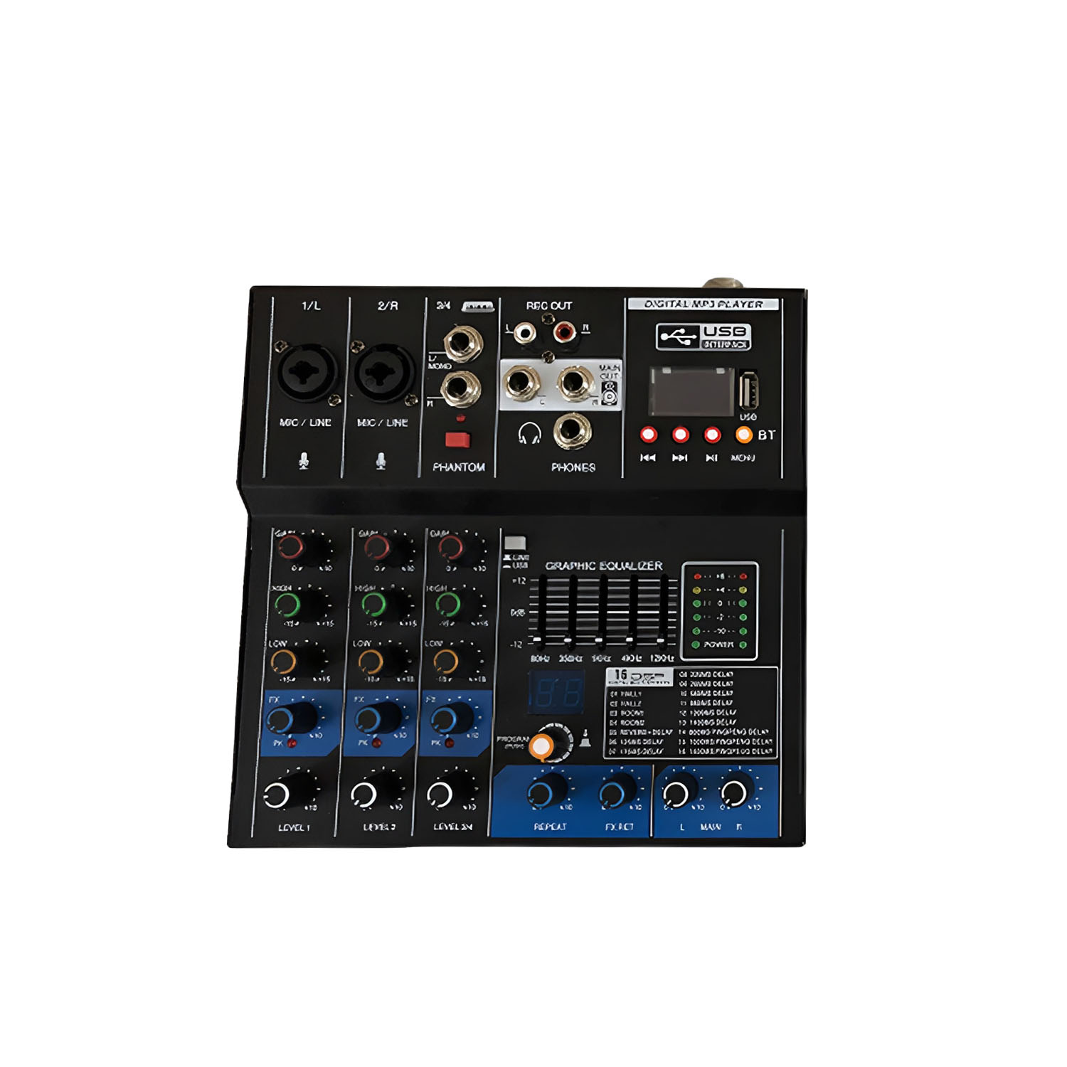 ELEGAUDIO GL-4USB four-channel USB Bluetooth mixer view 1