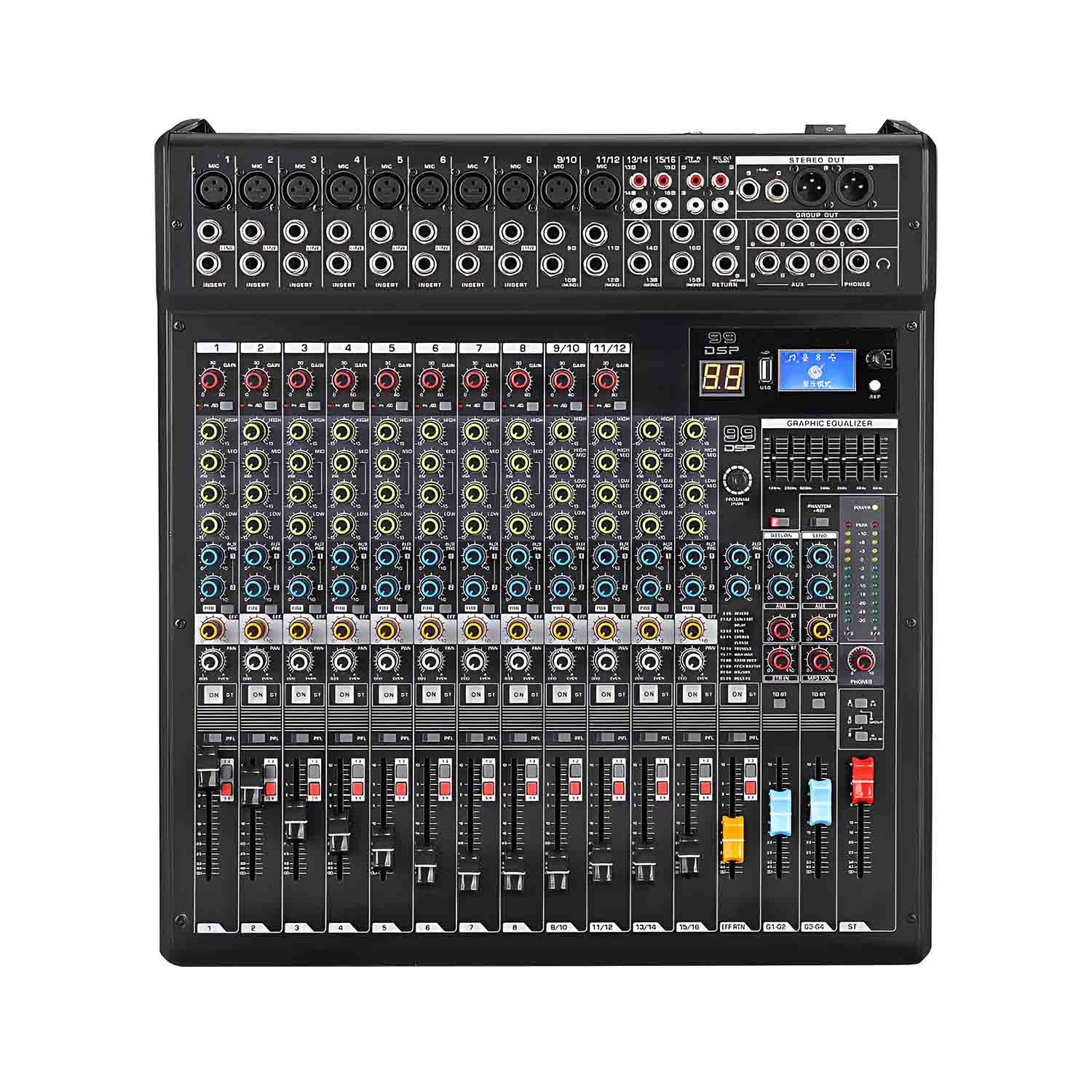 ELEGAUDIO LX1606 16-channel professional DSP mixer view 1