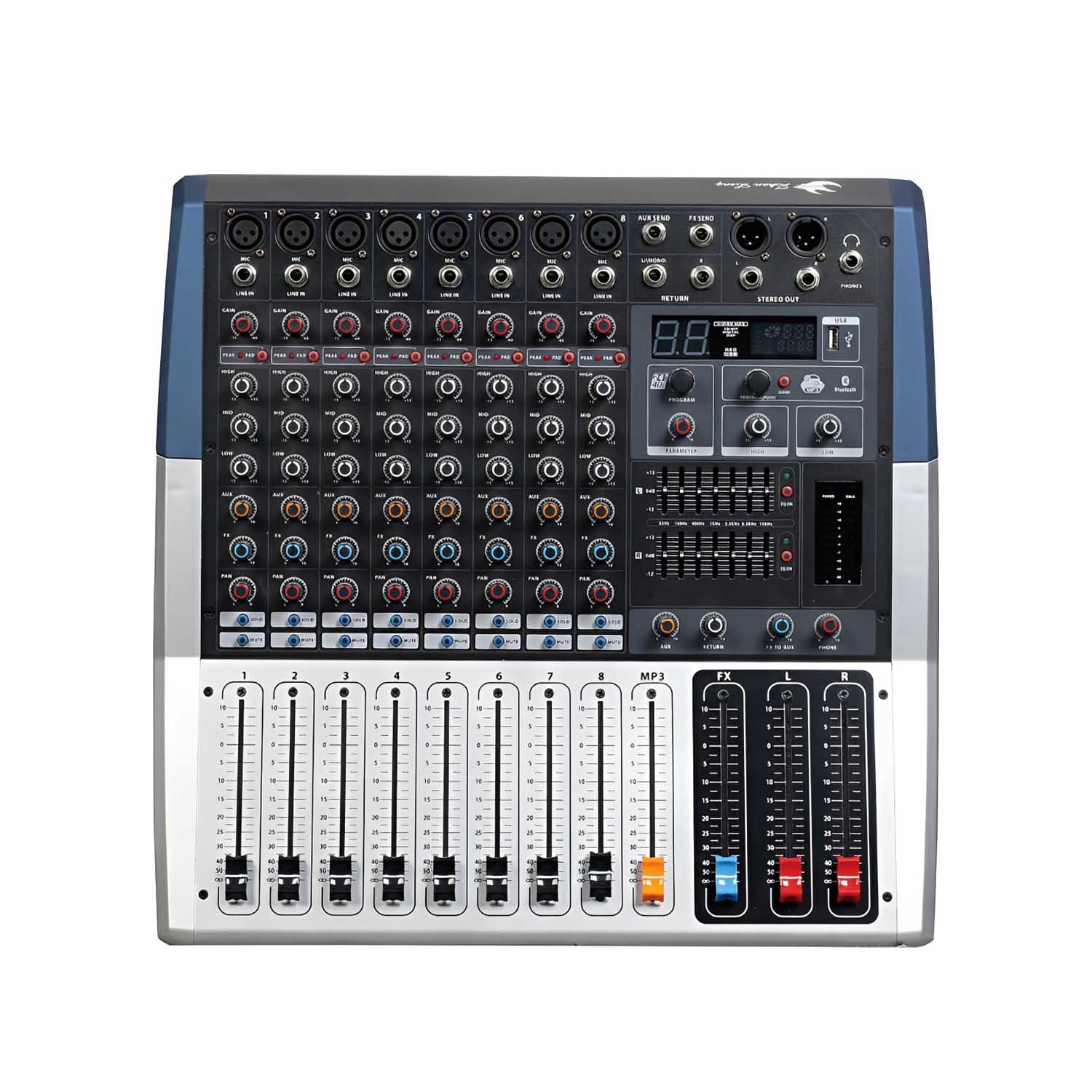 ELEGAUDIO KV-80i 8-channel professional DSP mixer view 1