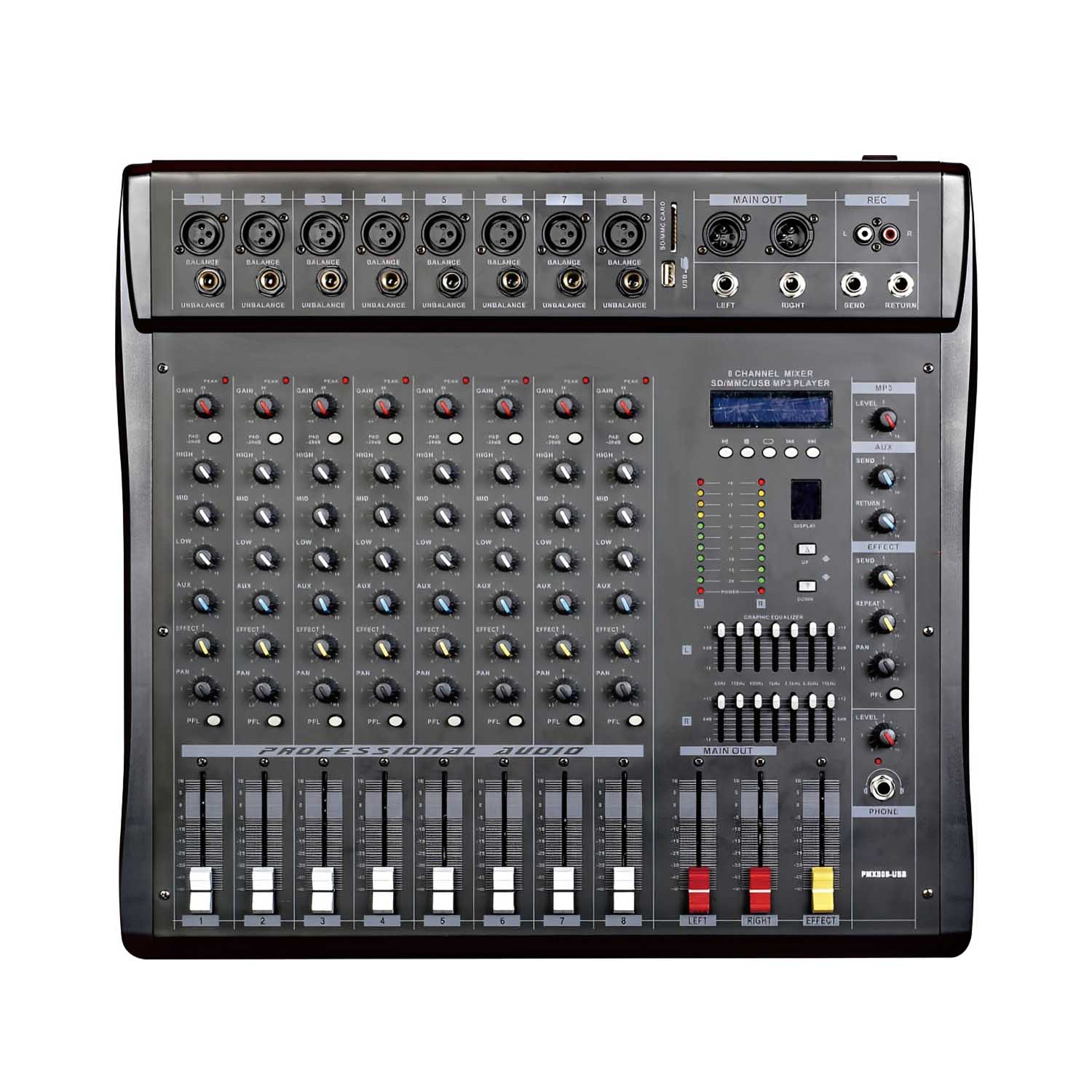 ELEGAUDIO PMX1608 16-channel powered mixing console view 1