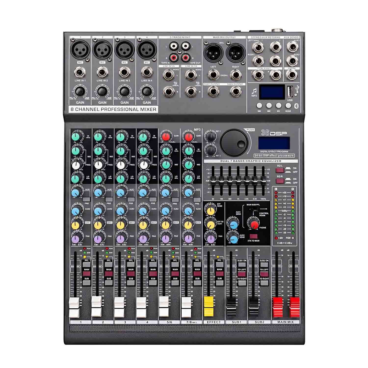 ELEGAUDIO EF822XU 8-channel professional DSP mixer view 1