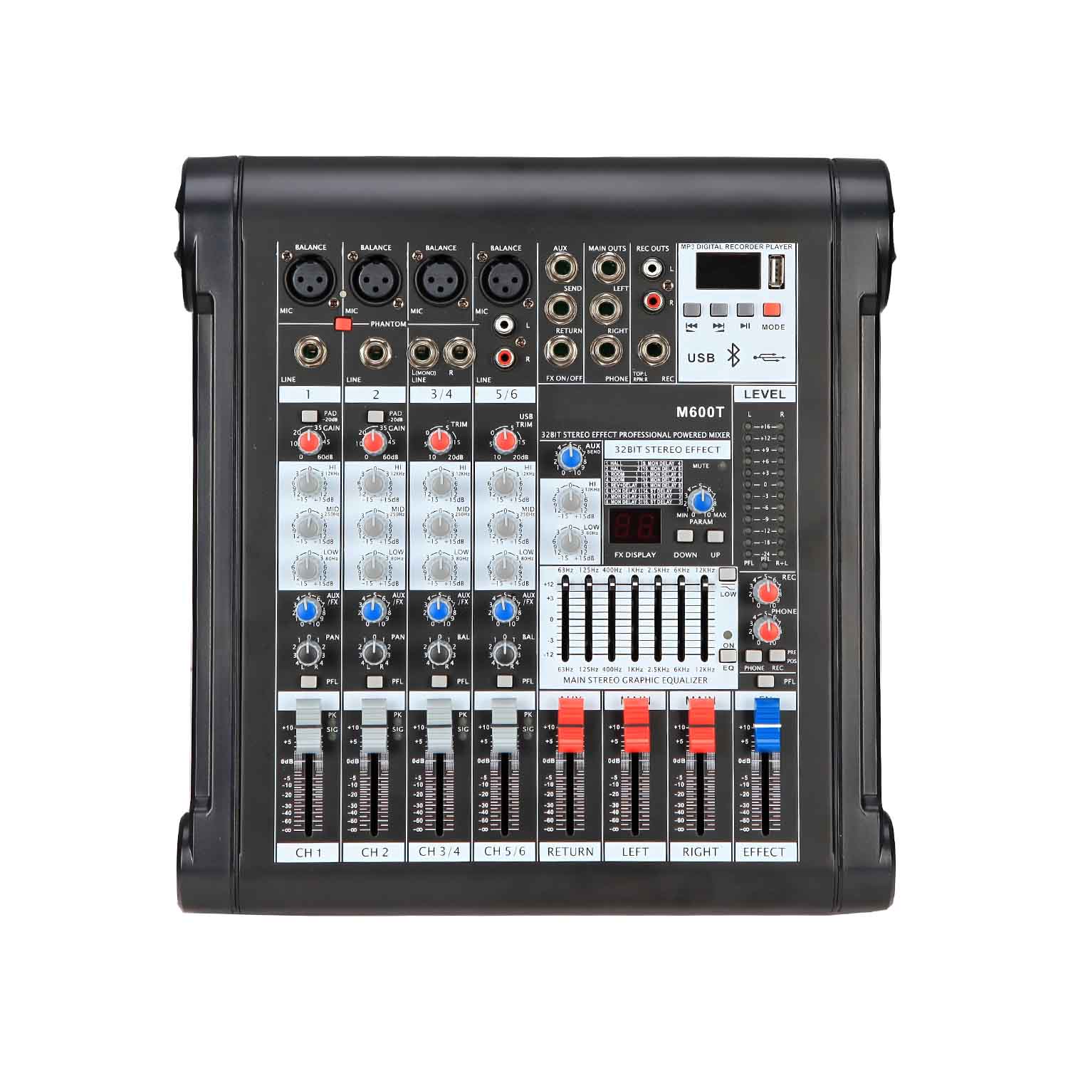 ELEGAUDIO M800T 6-channel USB Bluetooth mixer view 1