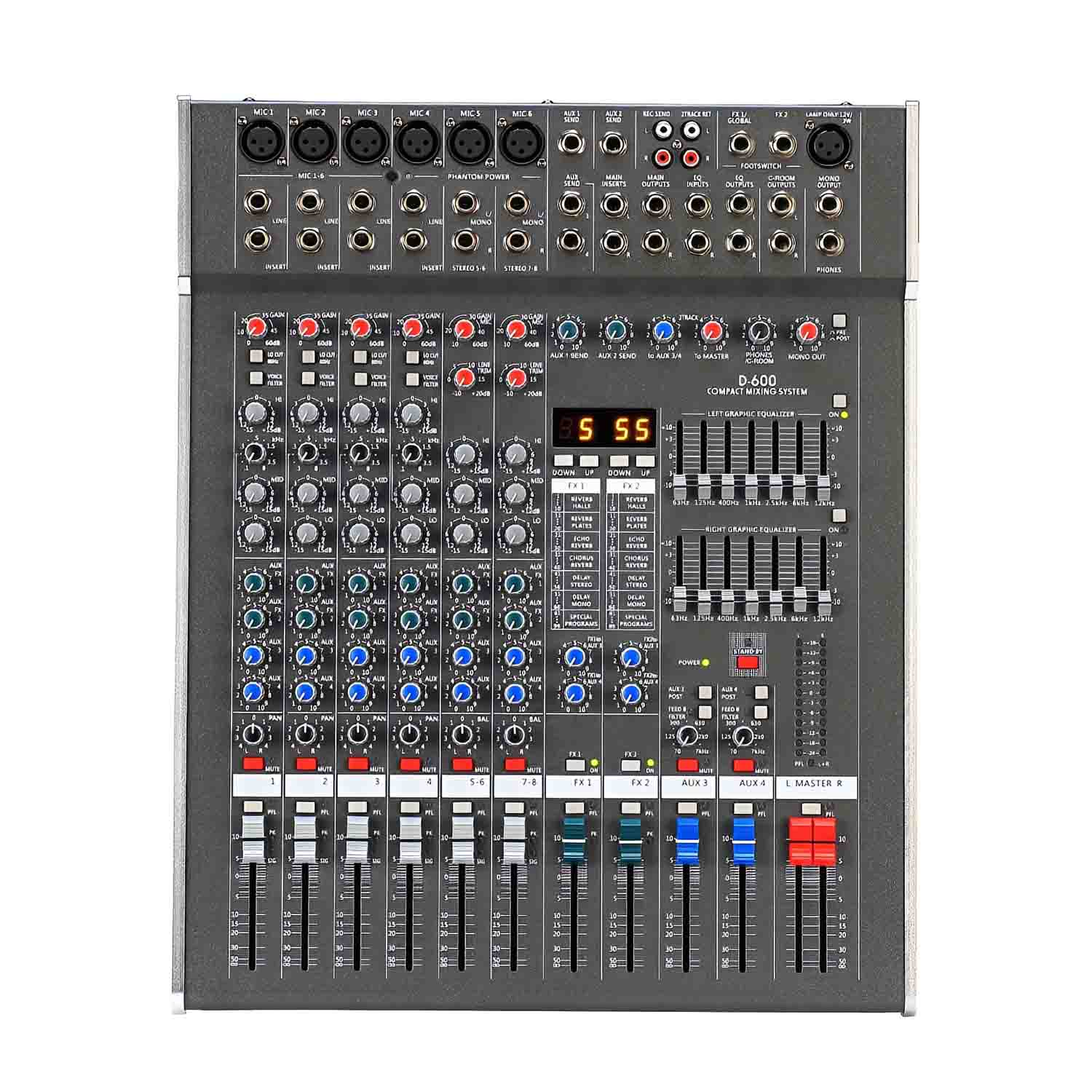 ELEGAUDIO D-600 6-channel professional audio mixer view 1