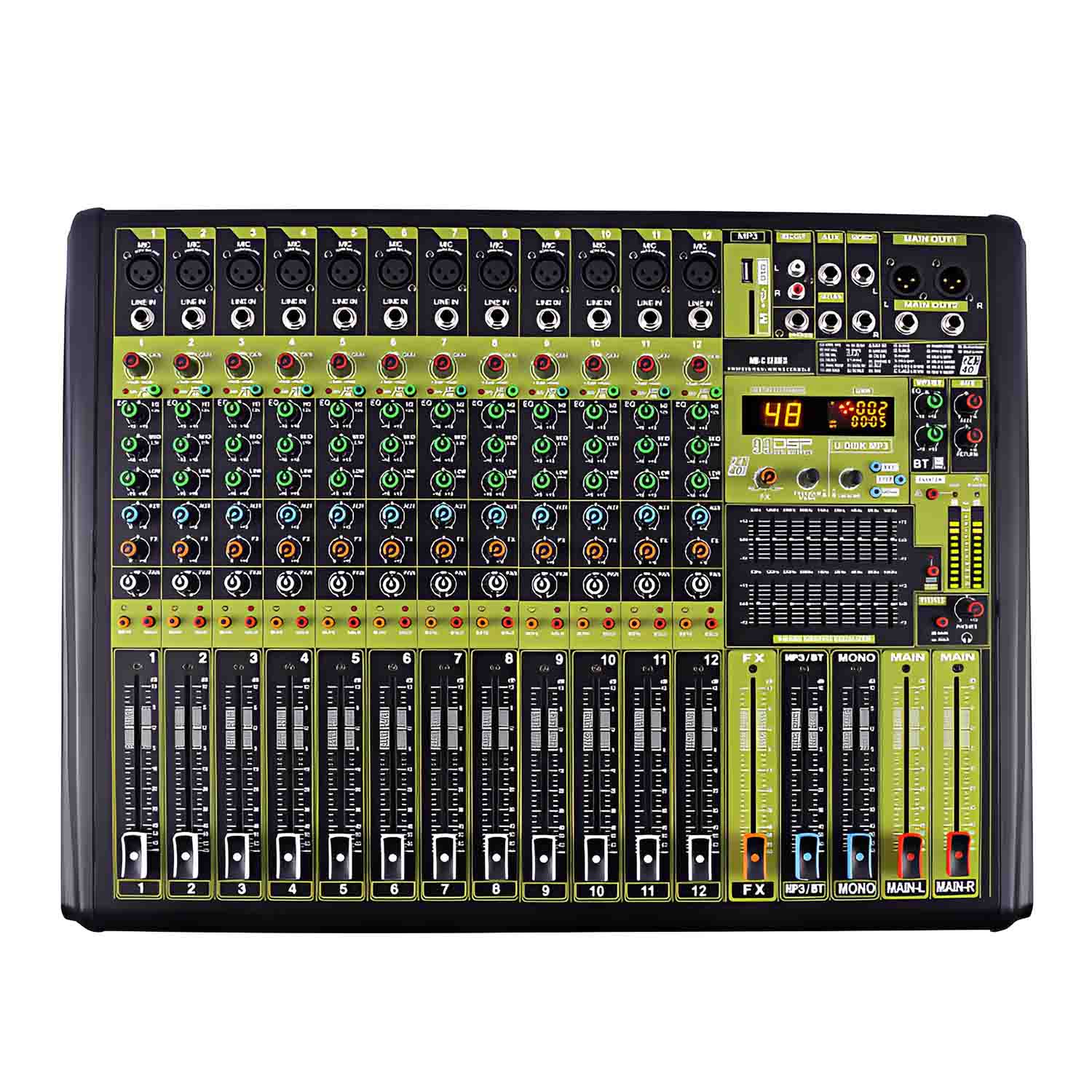 ELEGAUDIO MB-C8FX 8-channel professional audio mixer view 1