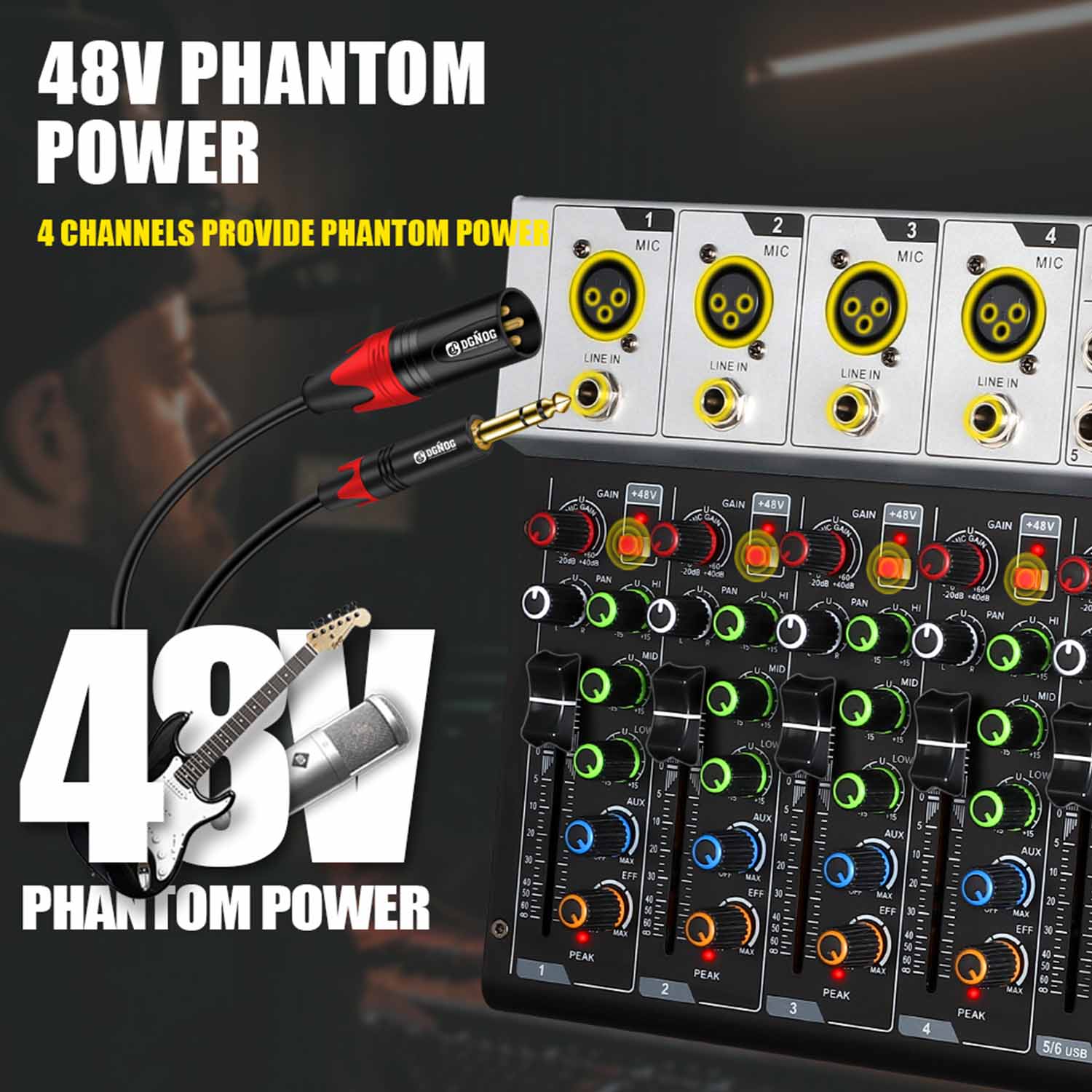 ELEGAUDIO UR06 6-channel USB Type-C audio mixer view 2