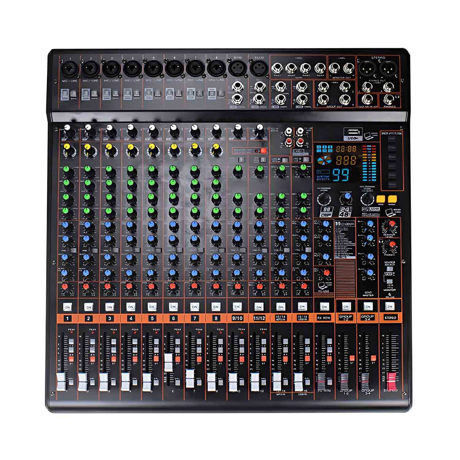 ELEGAUDIO KP-A1204FX 12-channel professional mixing console view 1