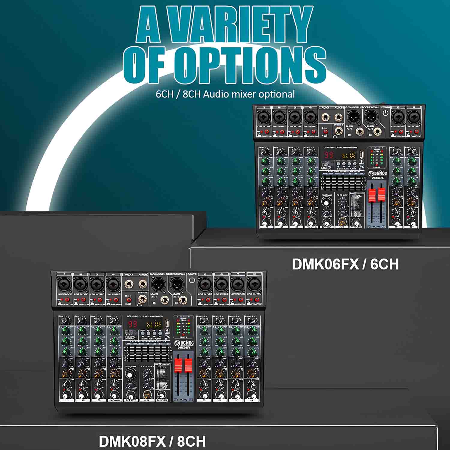 ELEGAUDIO DMK08FX 8-channel professional USB mixer view 5