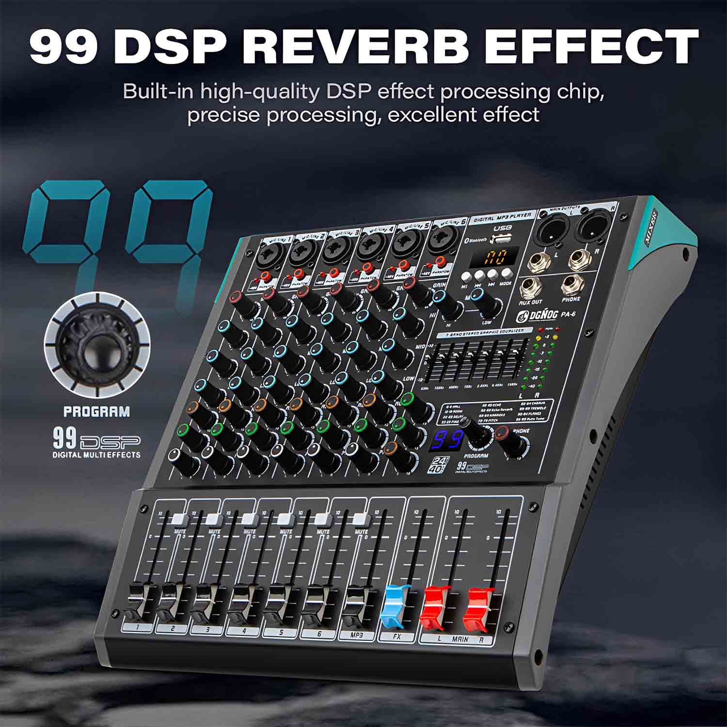 ELEGAUDIO PA-8 8-channel professional mixing console view 3