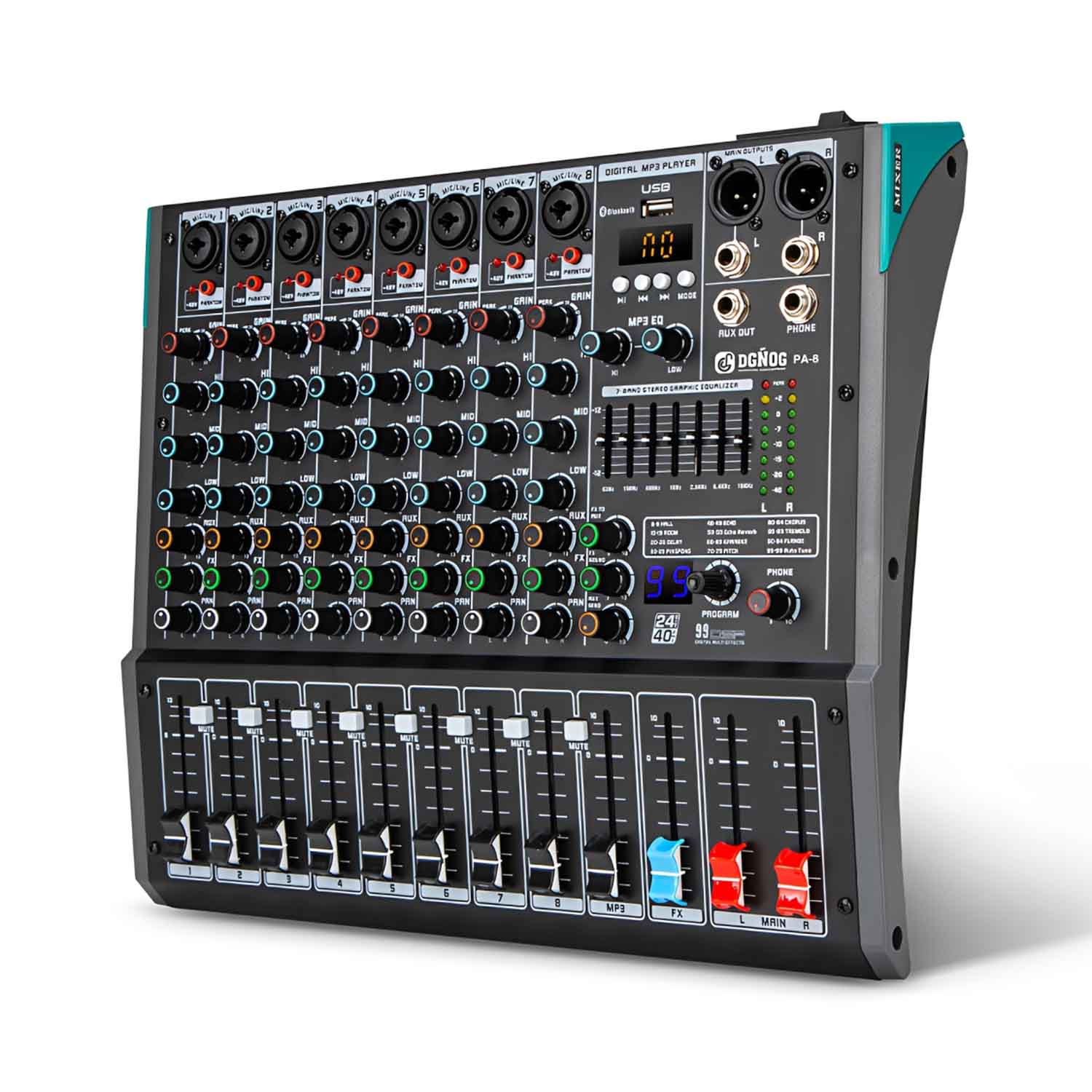 ELEGAUDIO PA-8 8-channel professional mixing console view 1