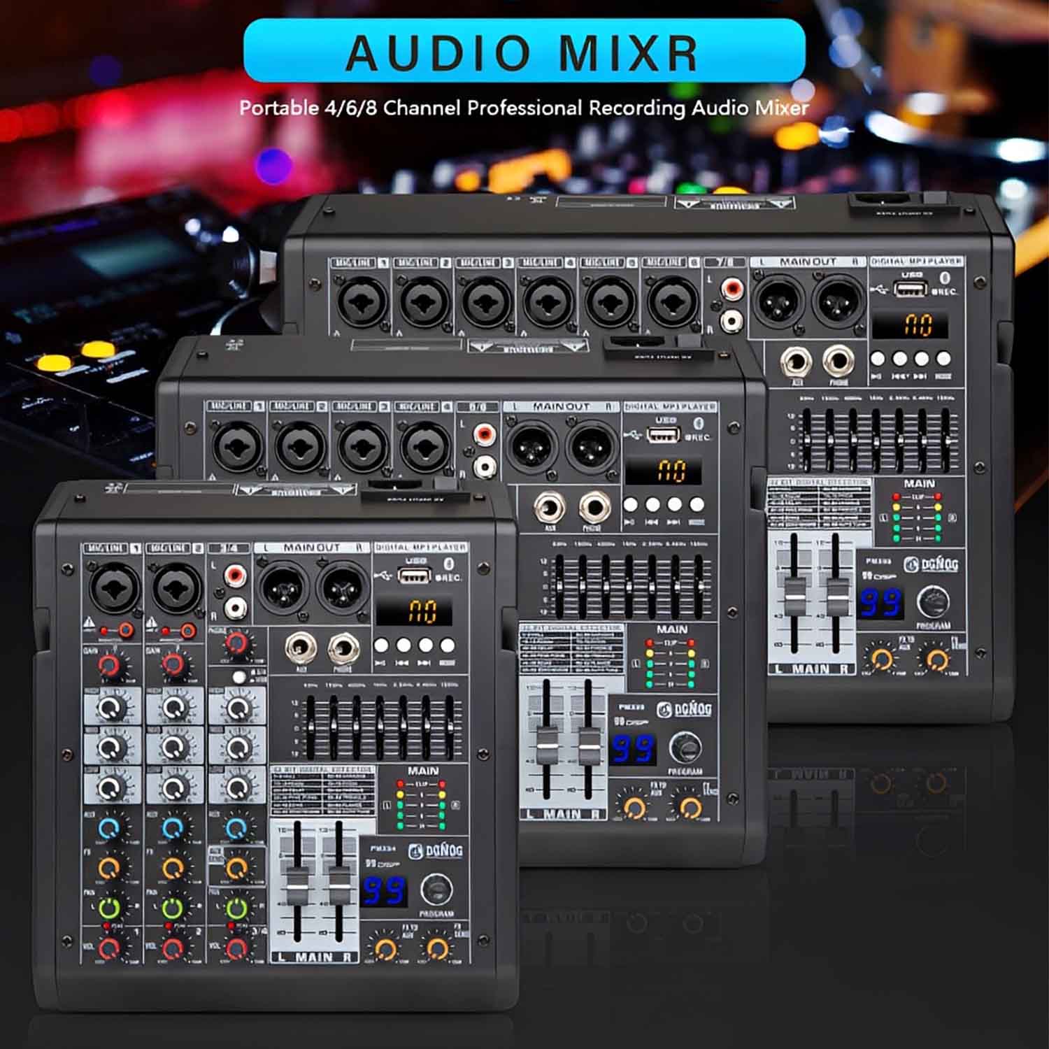 PMX06 6 channel professional mixing console view 2