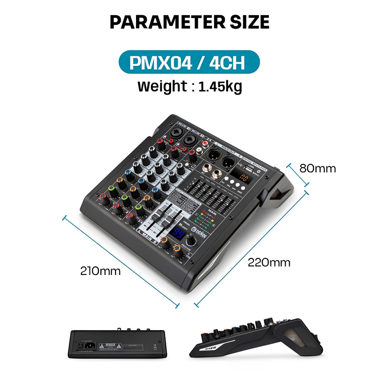 PMX06 6 channel professional mixing console view 4