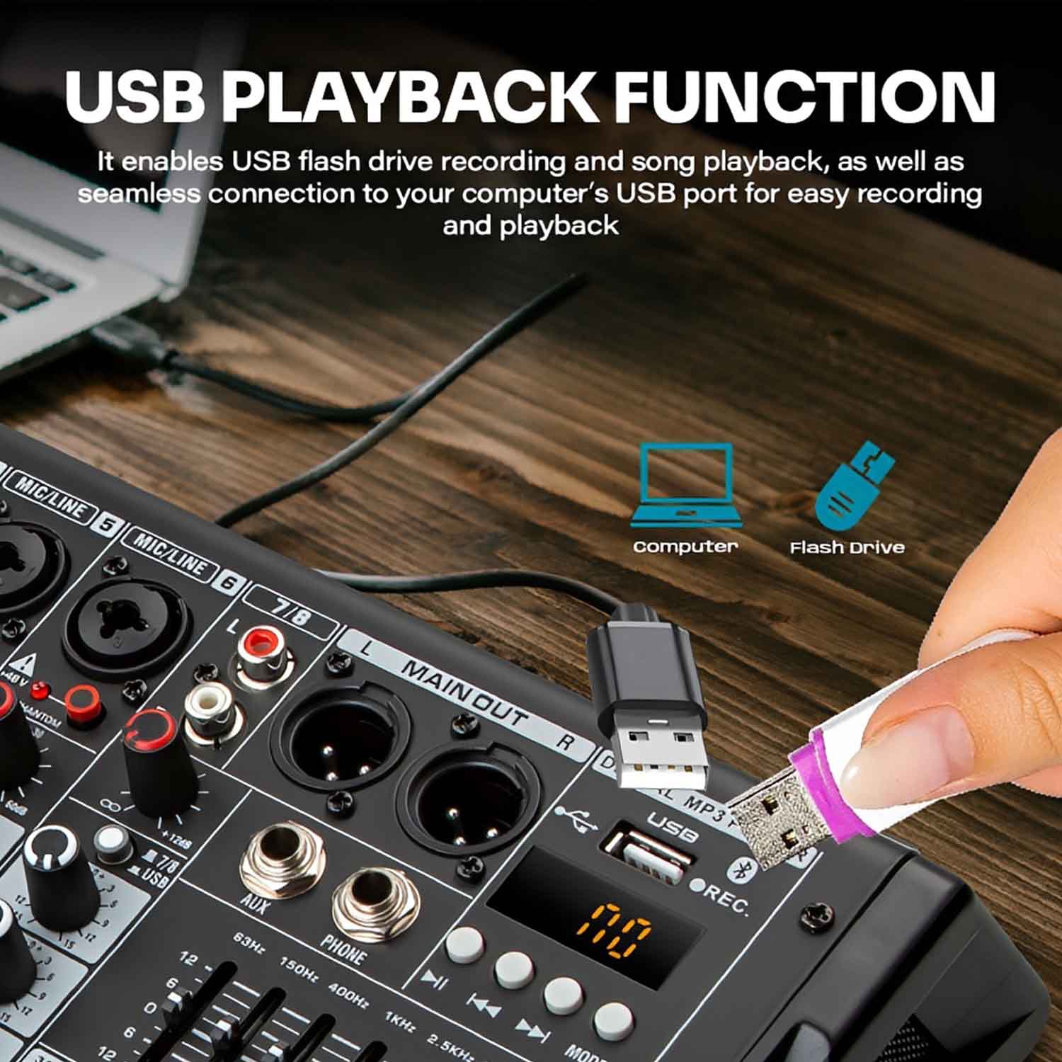 PMX06 6 channel professional mixing console view 3
