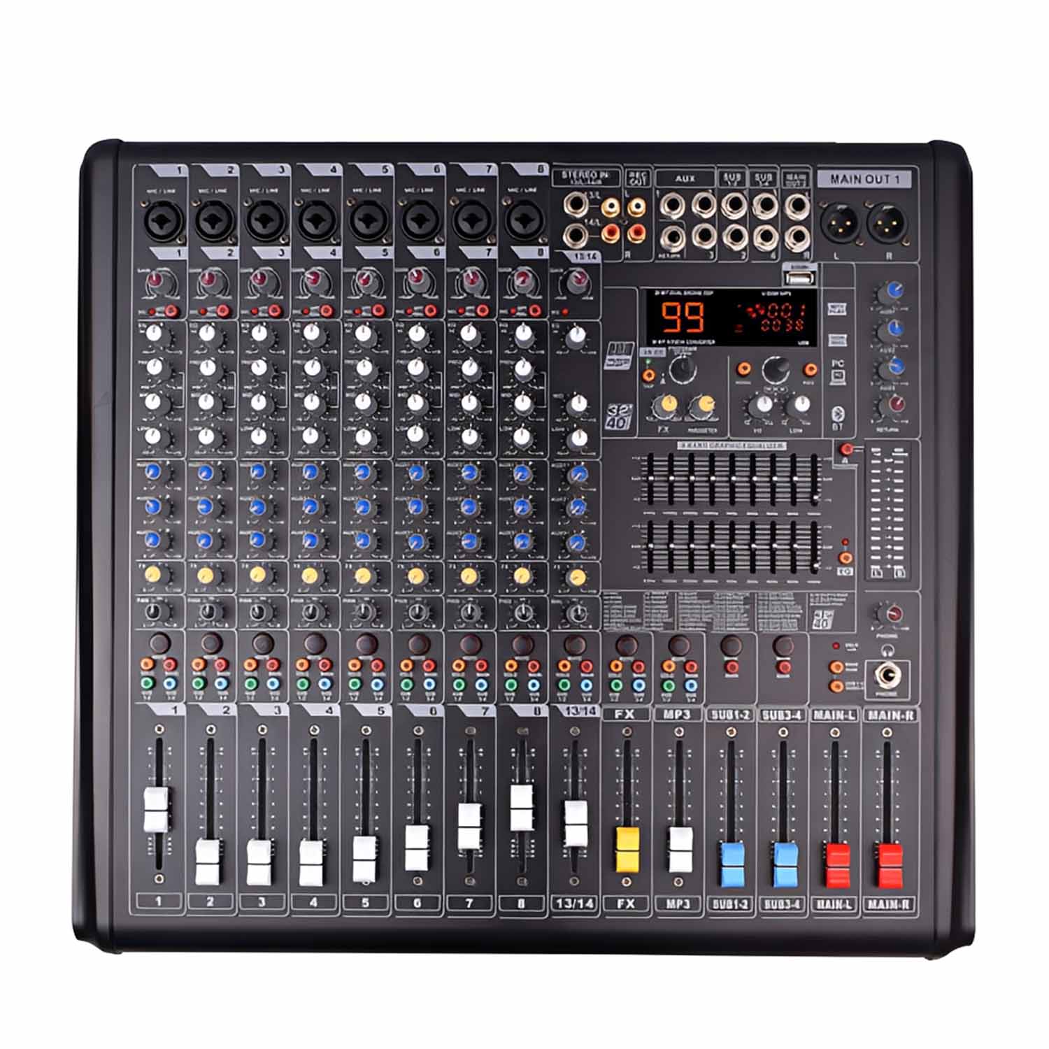 MB 1004FX 10 channel professional mixing console view 1