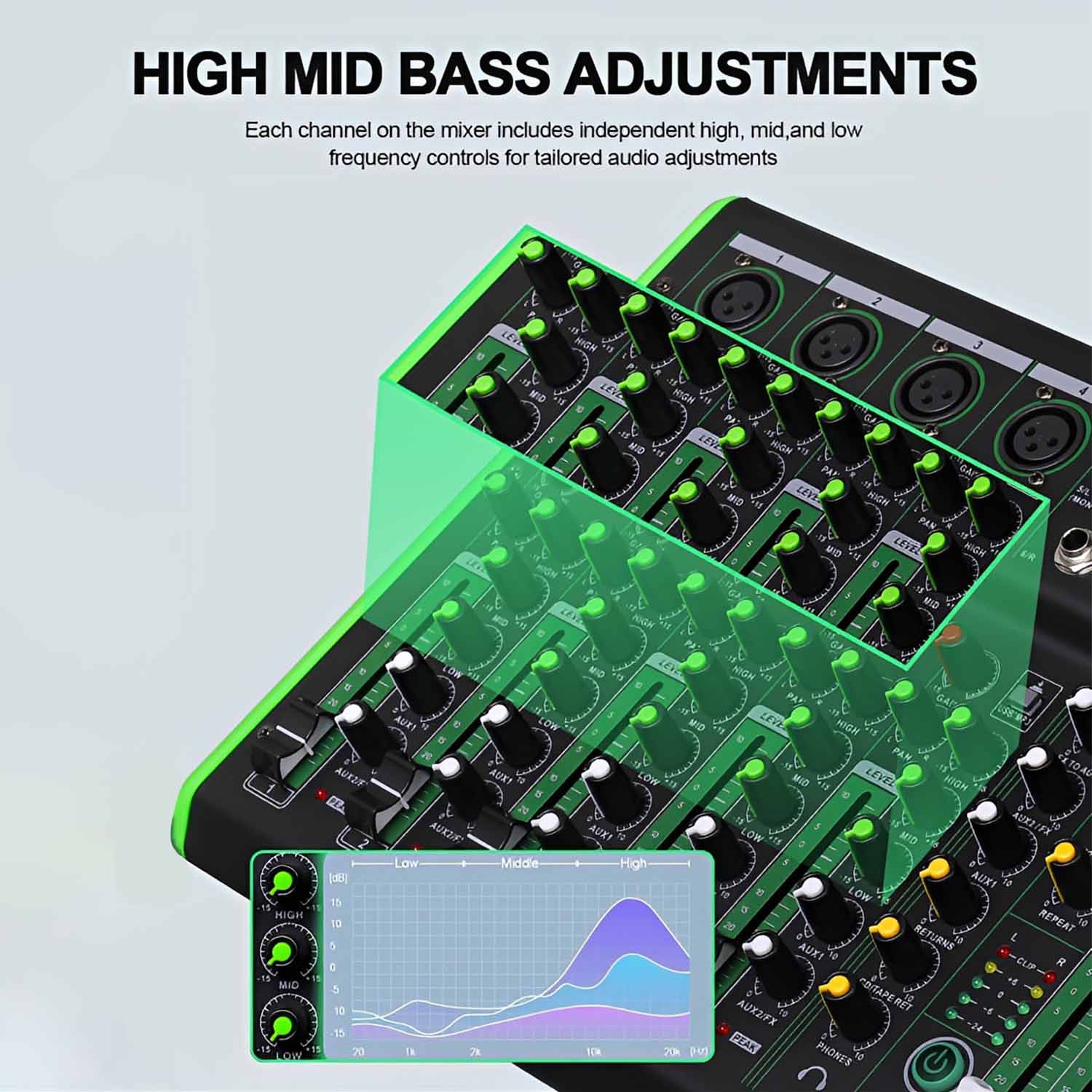 BL-06FX six channel professional mixing console view 3